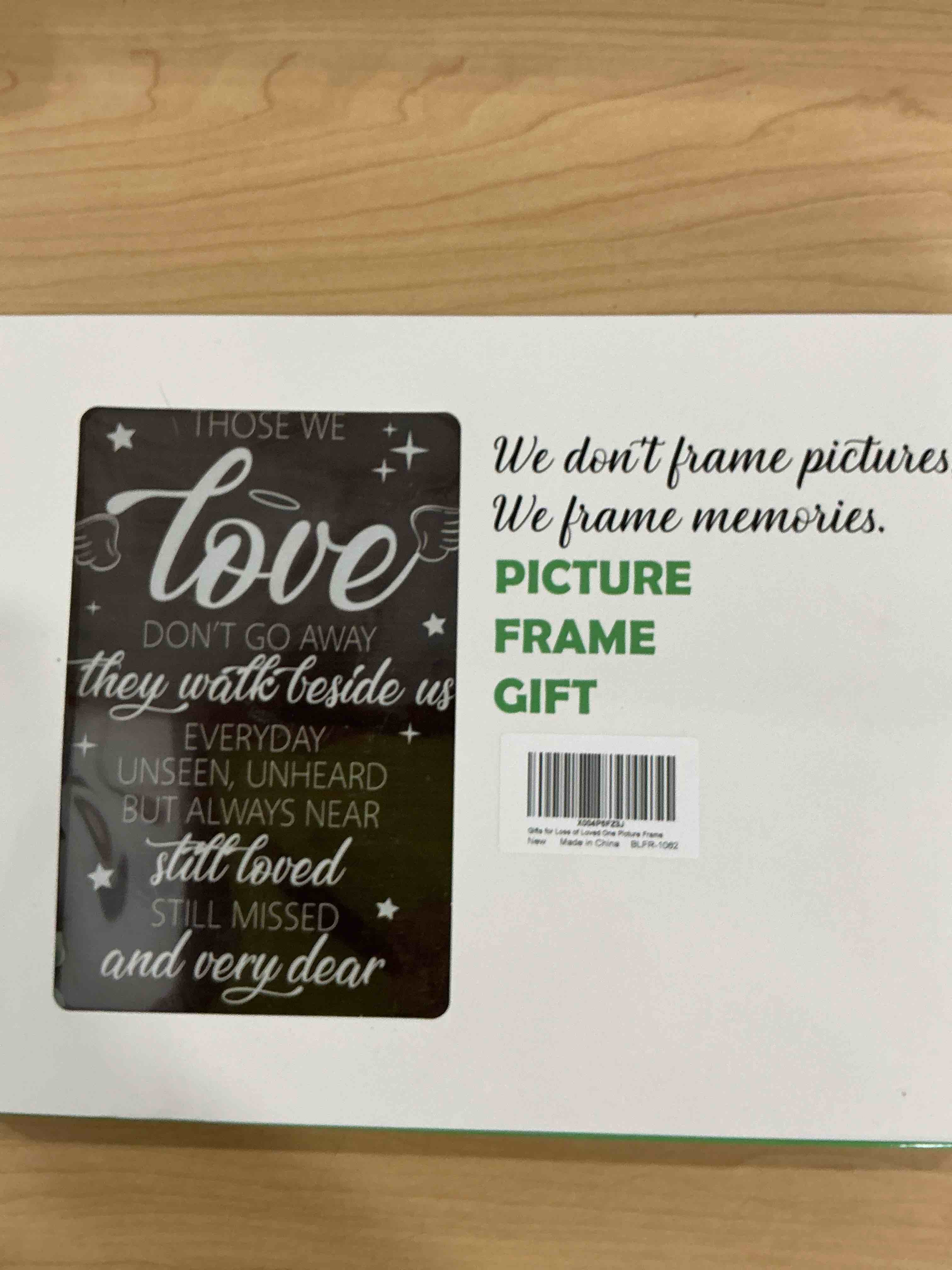 Condition photo showing New/Like New for sympathy gifts for loss of loved one picture frame, memorial gift for mom in loving memory, those we love don't go away frames fits 4x6 photo pink