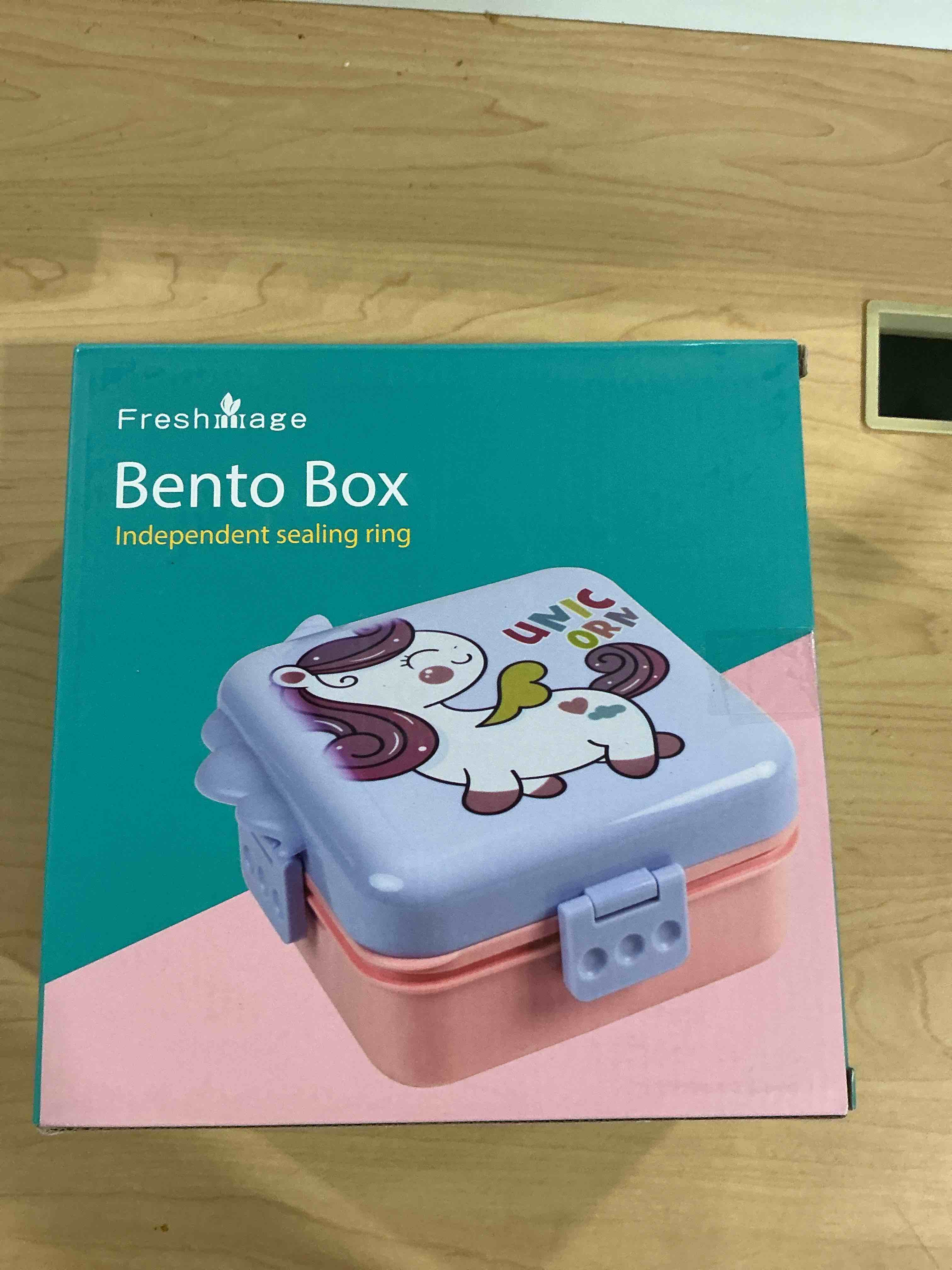Condition photo showing New/Like New for freshmage stainless steel double-layer bento box container with 3 compartments, large capacity leakproof and bpa free bento lunch box, durable,drop-proof, dishwasher safe, pink