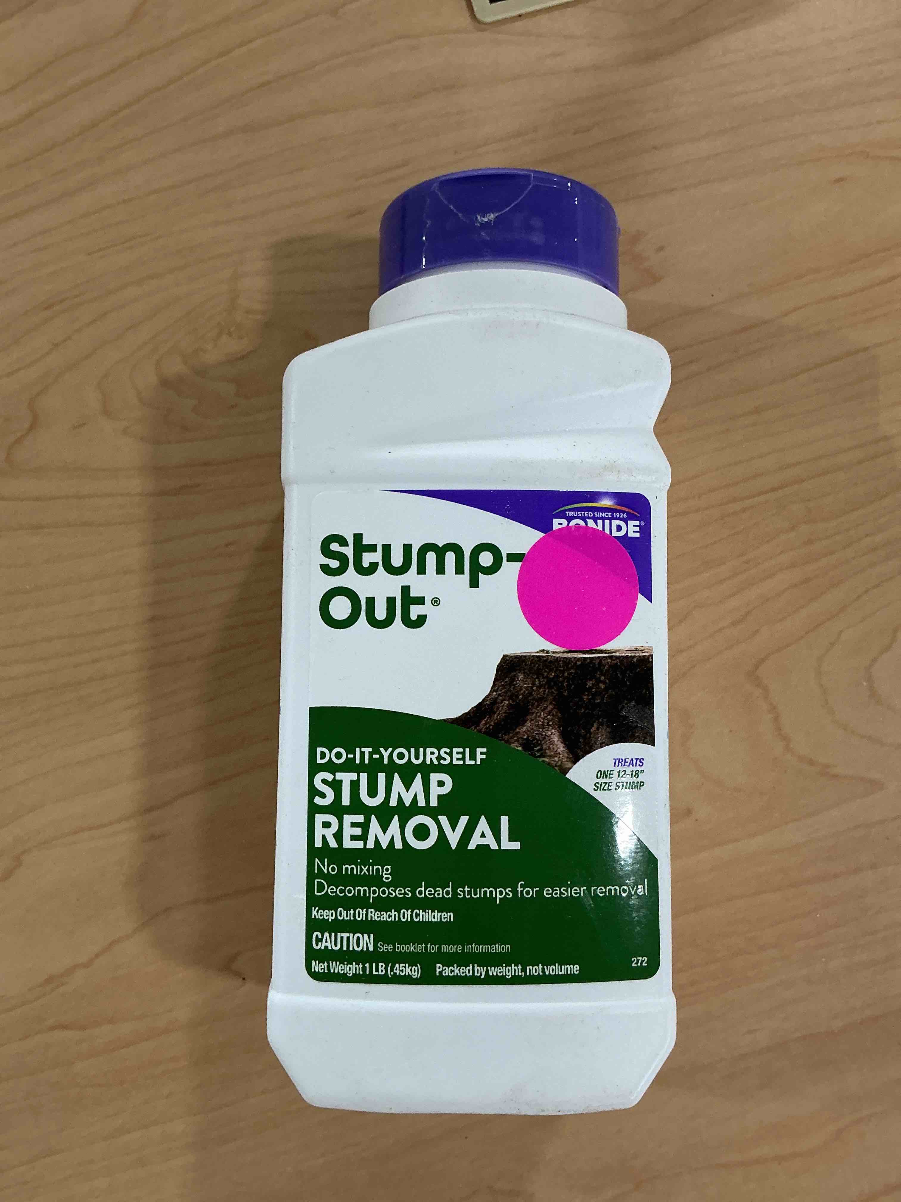 Condition photo showing Good Condition for bonide stump-out granules, do-it-yourself at home stump removal pellets, 1 lb. fast-acting formula for outdoor use
