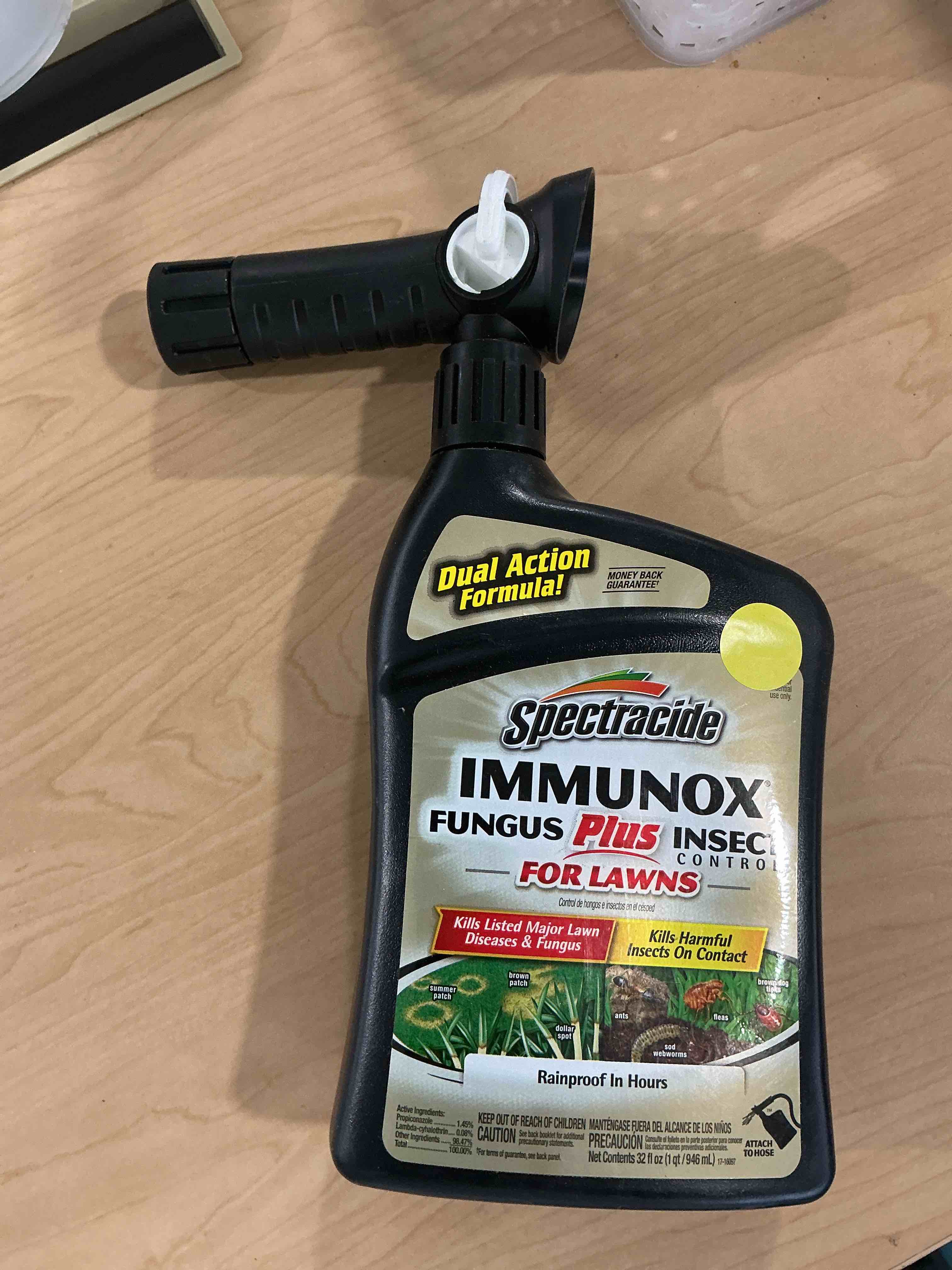 Condition photo showing New/Like New for spectracide immunox fungus plus insect control for lawns 32 ounces, dual action, hose-end concentrate