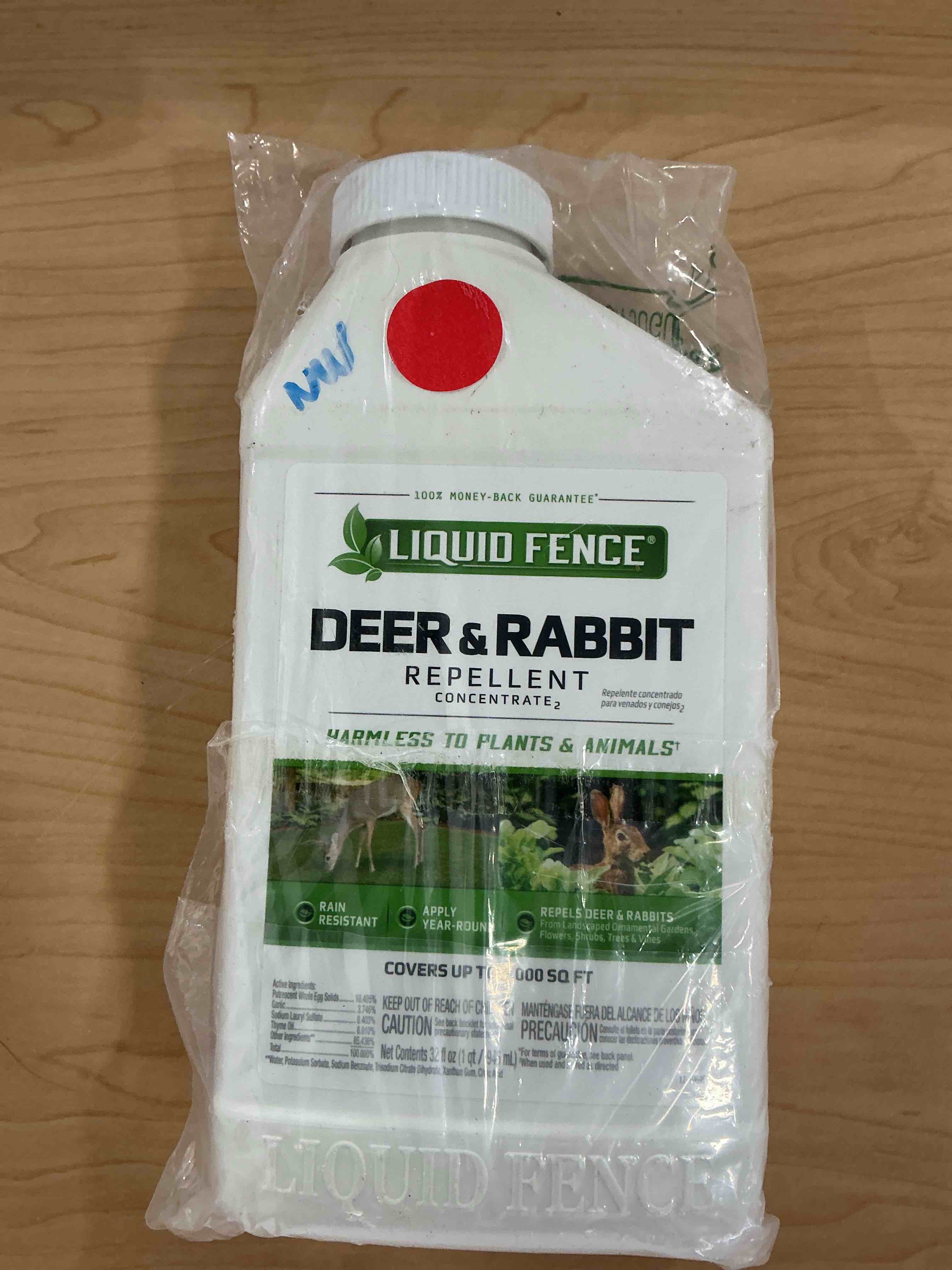 Condition photo showing New/Like New for liquid fence deer and rabbit repellent concentrate 32 ounces, apply year-round