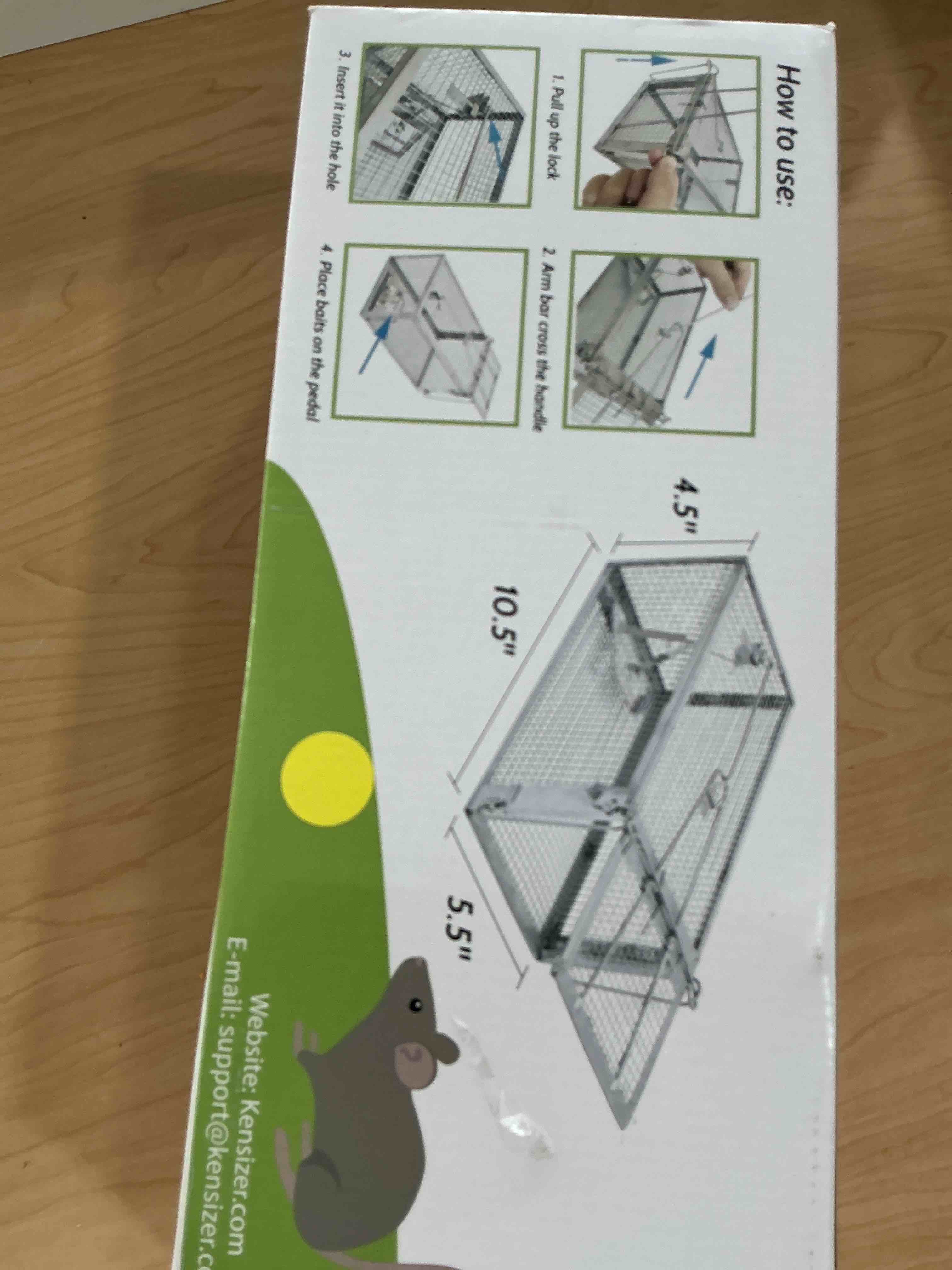 Condition photo showing New/Like New for kensizer humane rat trap, chipmunk rodent trap that work for indoor and outdoor small animal - mouse voles hamsters live cage catch and release 1-pack small 10.5" l x 5.5" w x 4.5" h