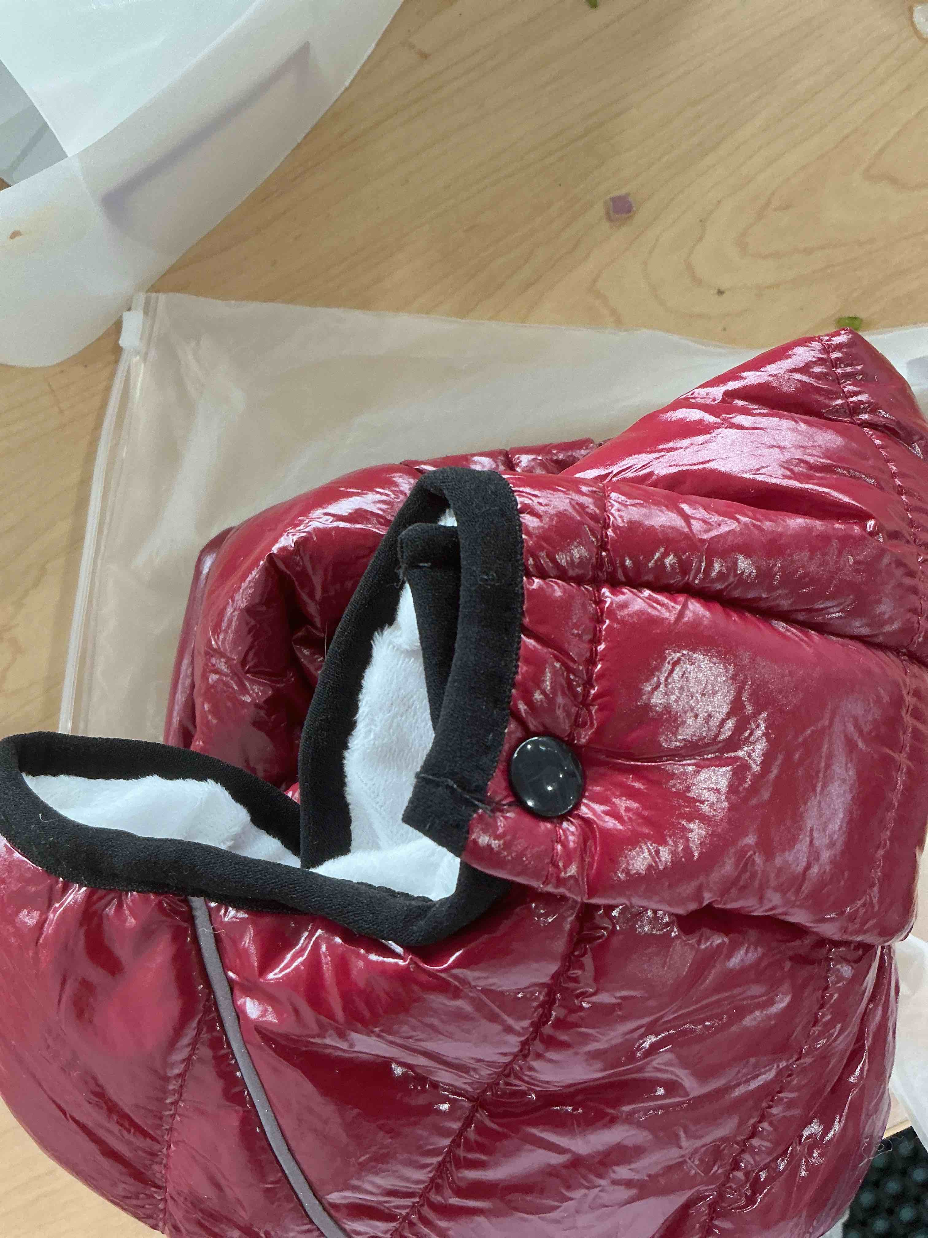 Condition photo showing New/Like New for AOFITEE Dog Coat, Waterproof Dog Jacket for Winter, Warm Fullbody Dogs Snowsuit, Winter Coat for Small Dogs, Zip Up Pet Puffer Jacket Fleece Vest, Outdoor Reflective Pet Coats, Christmas Red, Medium Medium Burgundy