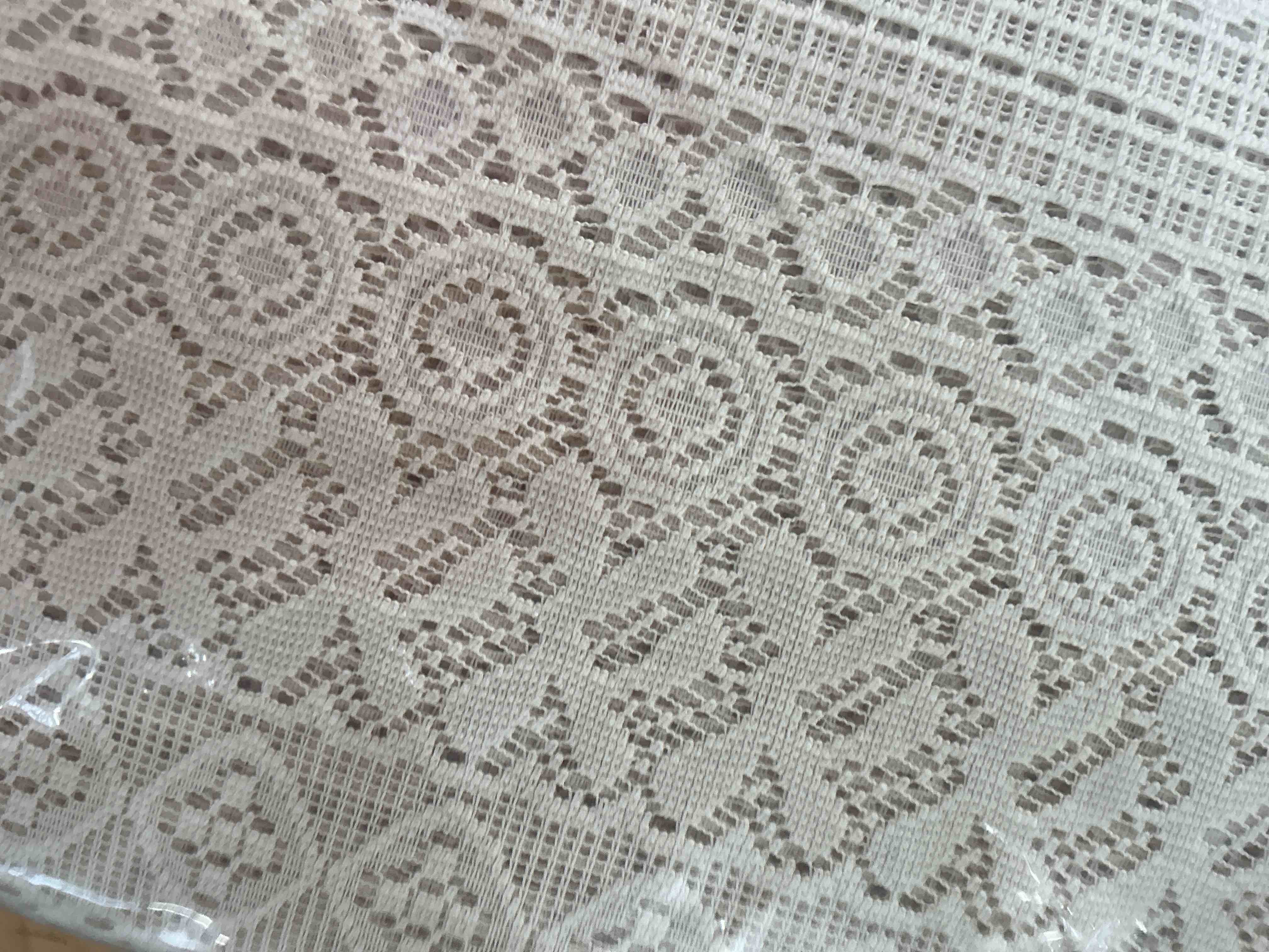 Condition photo showing New/Like New for Boho Curtains 80 Inches Long 2 Panels, W60 x L80 Inch, Geometric Stripes Crochet Patterned Lace Curtains with Tassels for Living Room Rod Pocket Light Filtering Privacy Vintage Bohemian Window Curtain Beige 60"W x 80"L (Pack of 2)