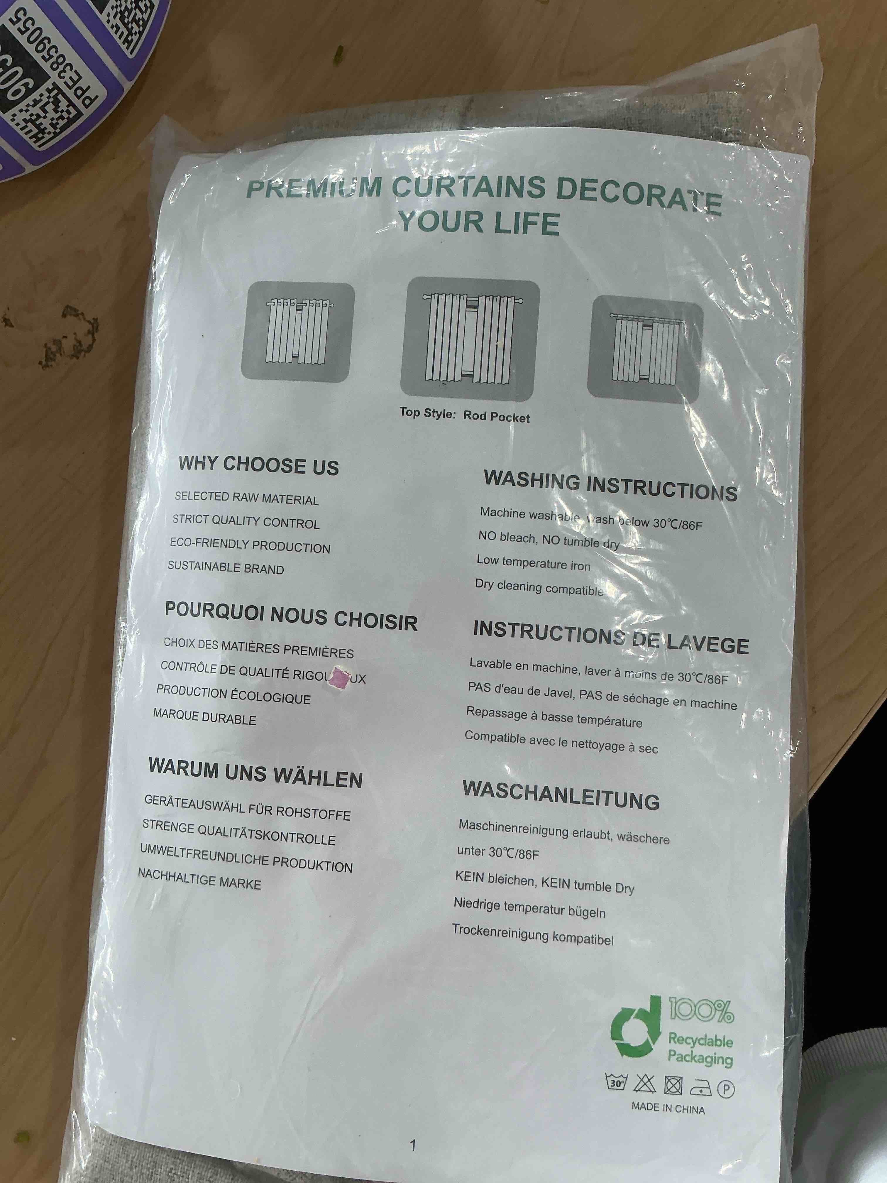 Condition photo showing New/Like New for Joydeco Blackout Curtains for Bedroom - Natural Linen Curtains 37 X 63 inch, Thermal Insulated 100% Blackout 2 Panels Light Blocking Drapes, Rod Pocket & Back Tabs, Darkening Privacy for Living Room Linen 37"W x 63"L (Pack of 2)