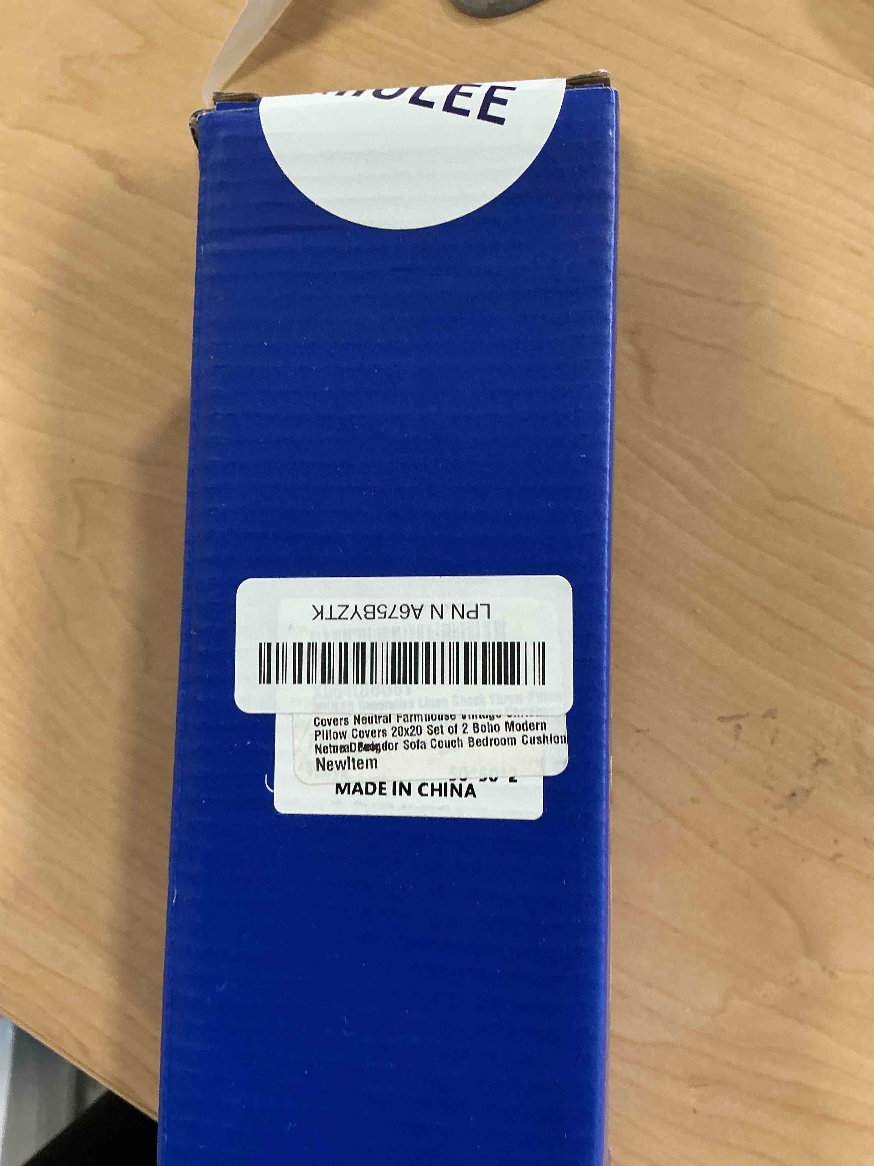 Condition photo showing New/Like New for MIULEE Decorative Linen Check Throw Pillow Covers Neutral Farmhouse Vintage Christmas Pillow Covers 20x20 Set of 2 Boho Modern Home Decor for Sofa Couch Bedroom Cushion Natural Beige 20" x 20" (Pack of 2) Natural Beige