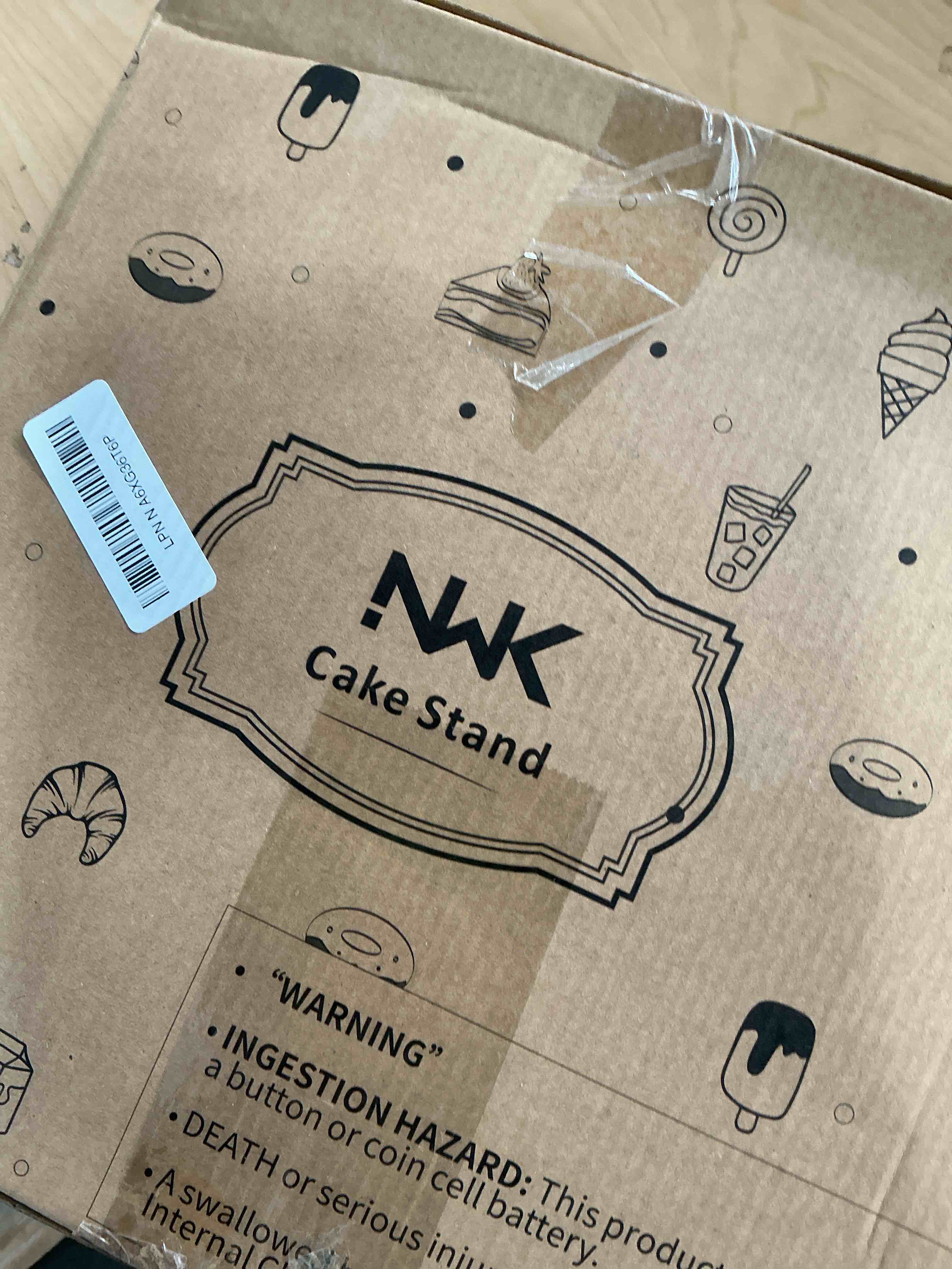 Condition photo showing New/Like New for NWK 12inch Lighted Clear Cake Stand Plate Holder with String Lights Fit for 6inch, 8 inch, 10 inch, 12 inch Cakes for Wedding Birthday Cake Decorations