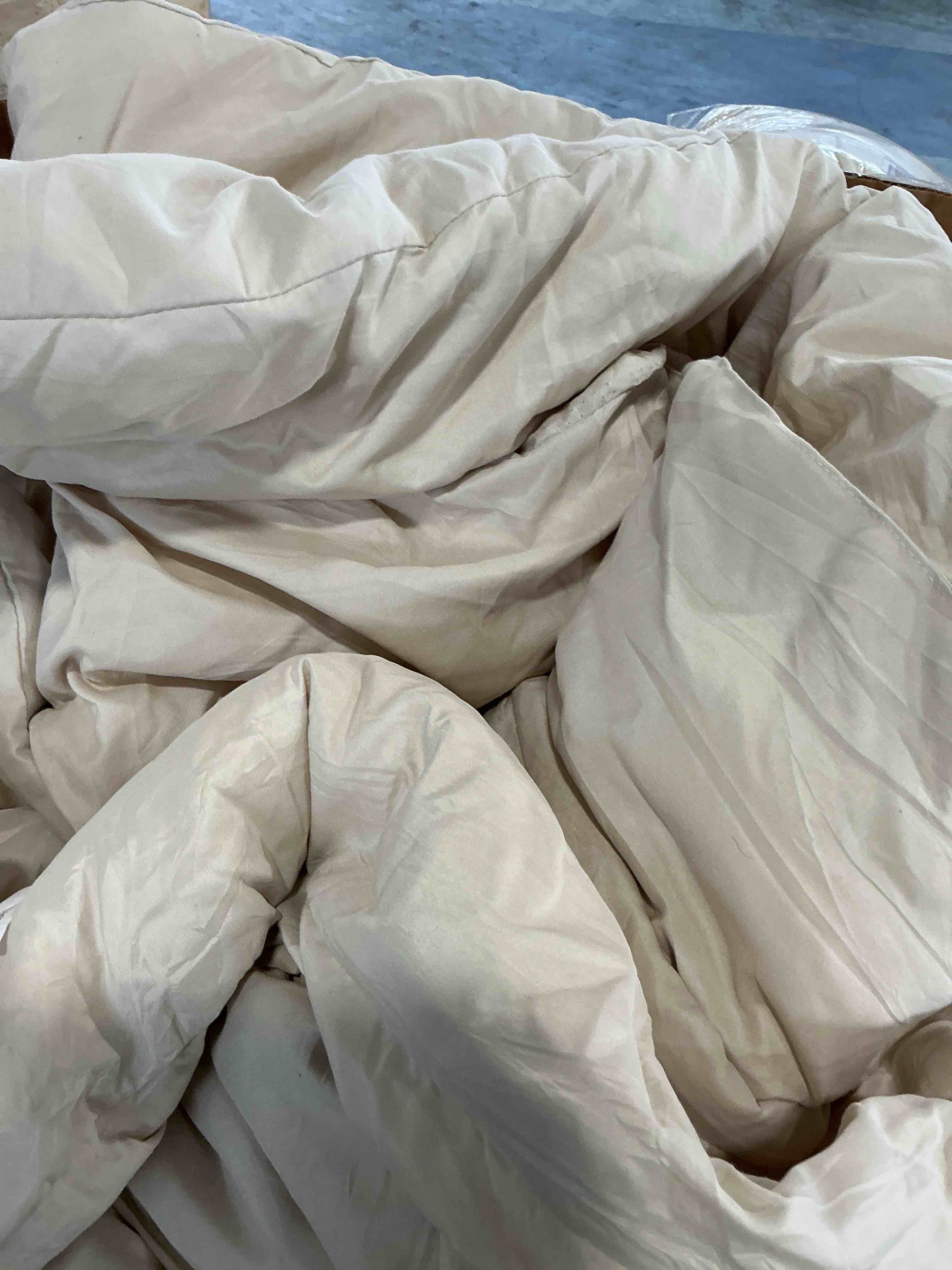Condition photo showing Good Condition for Andency Beige Super King Plus Comforter Set - 7 Pieces Cream Bed in a Bag Oversize Bedding Comforter Sets, Summer Solid Soft Lightweight Comforter with Fitted Sheets, Flat Sheets, Pillowcases & Shams