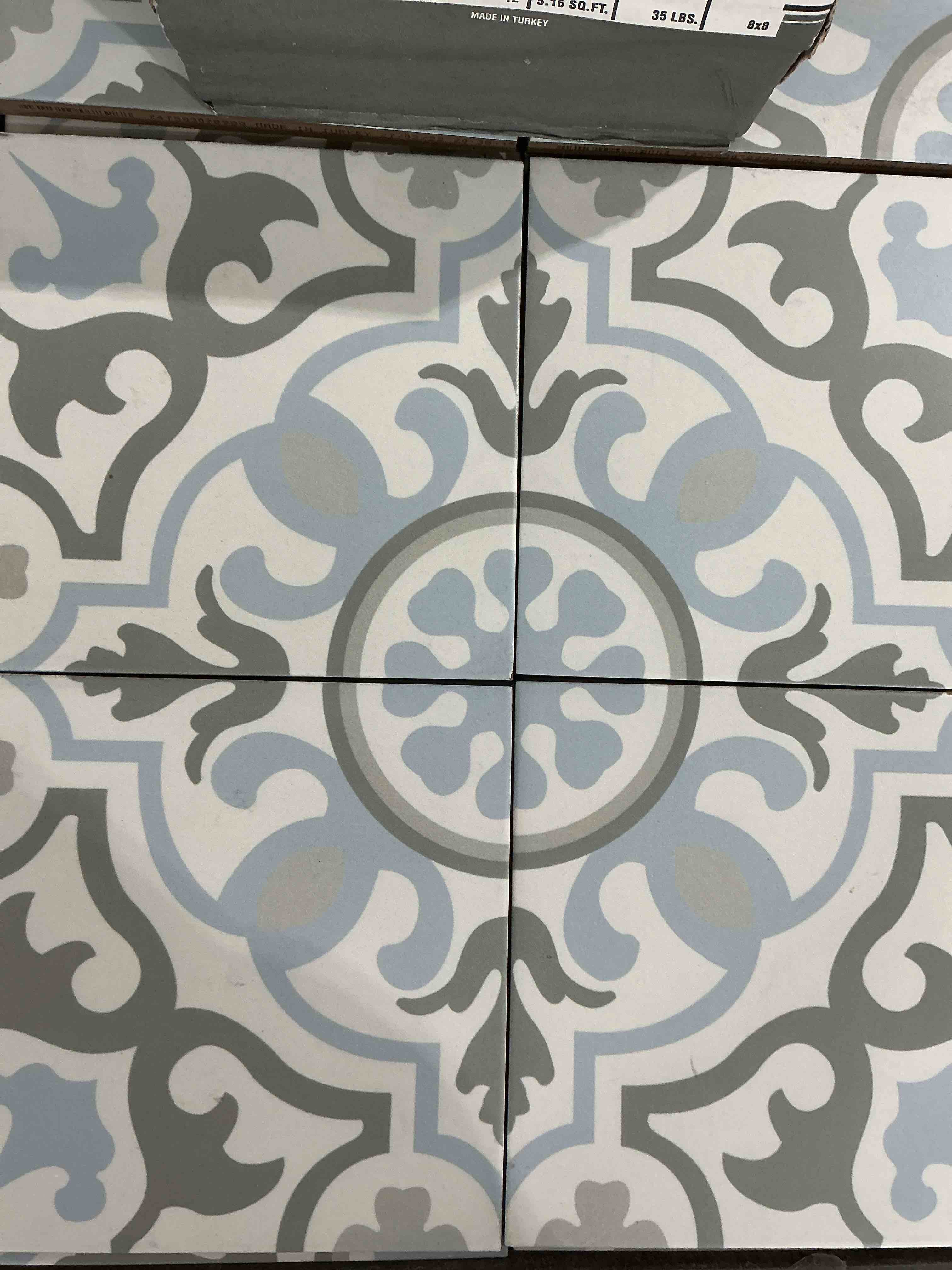 Premier Porcelain  Encaustic Flori 8in. x 8in. Matte Floor/Wall Tile (12 count Box)