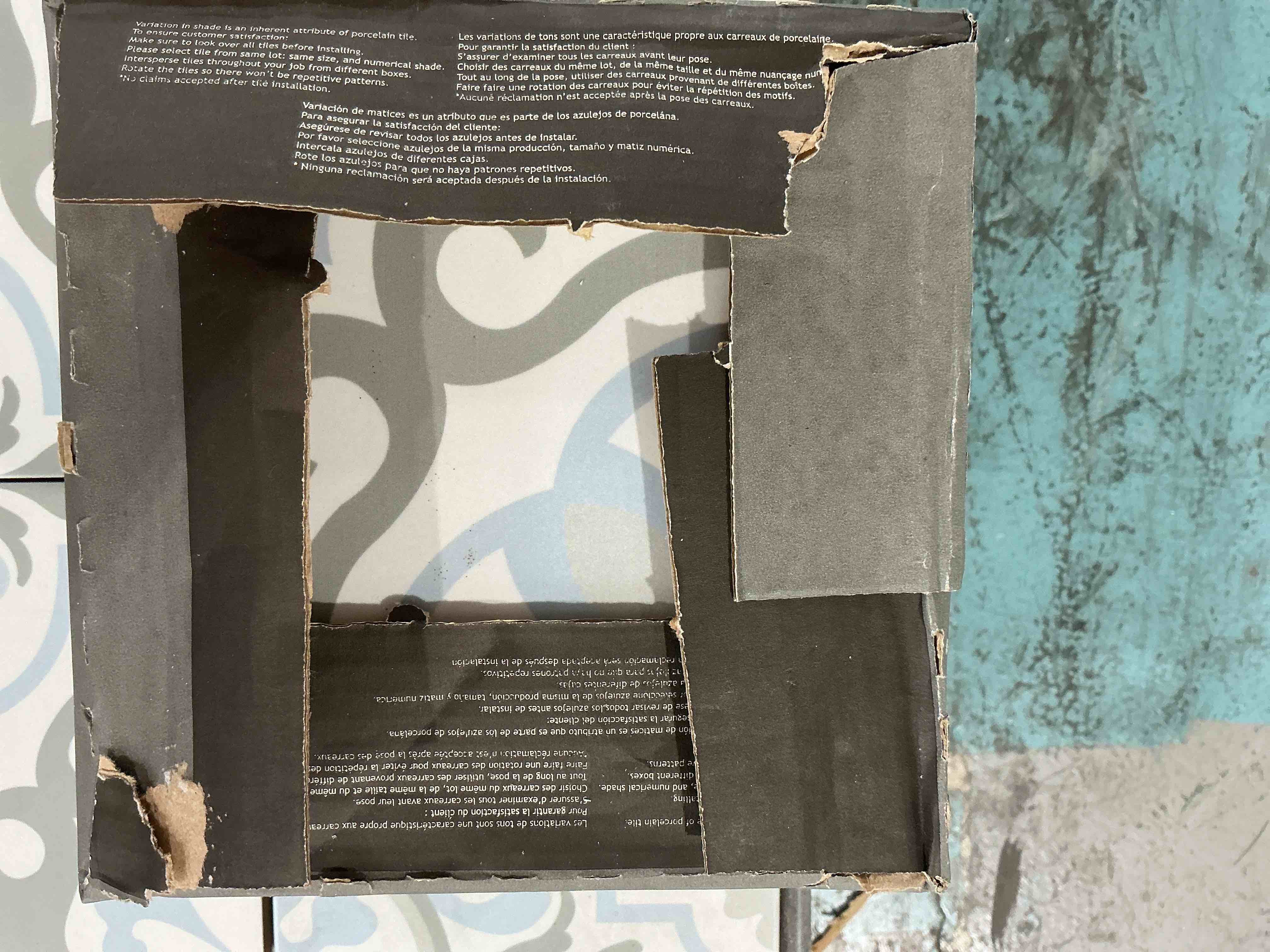 Condition photo showing New/Like New for Premier Porcelain  Encaustic Flori 8in. x 8in. Matte Floor/Wall Tile (12 count Box)