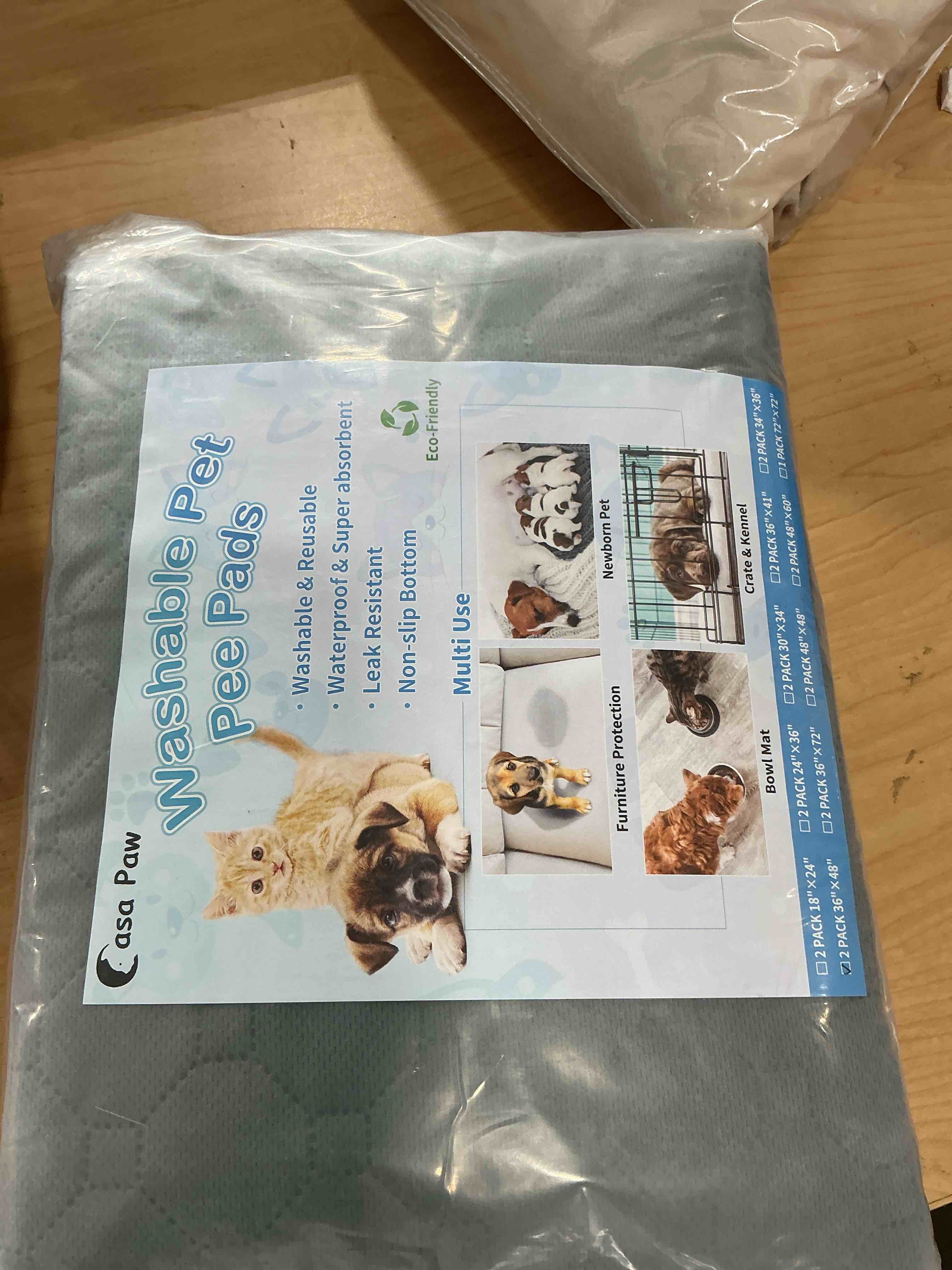 Condition photo showing Good Condition for Washable Pee Pads for Dogs, Fast Absorbent Reusable Dog Pee Pads, Non Slip Puppy Pads Pet Training Pads for Whelping, Potty, Housebreaking, Playpen, Crate (2 Pack, 36” x41”) Rectangular-Grey 36x41 Inch(Pack of 2)
