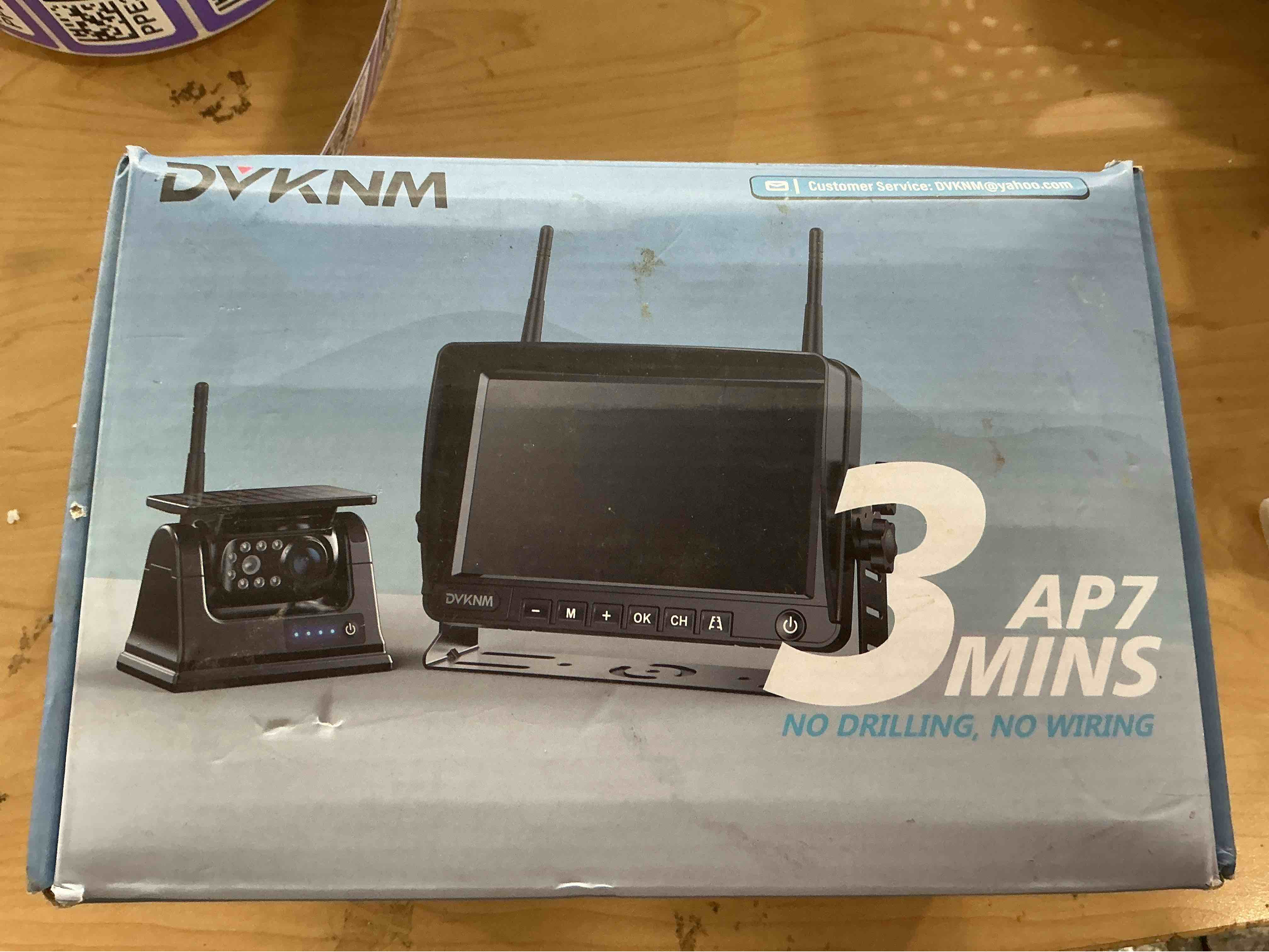 Condition photo showing As Is for Magnetic Solar Wireless Backup Camera HD1080P 3 Mins DIY Installation DVR 7" IPS Monitor Rechargeable Reverse Camera System for Hitching Gooseneck Horse Trailer Fifth Wheels/Car RV Camper AP7