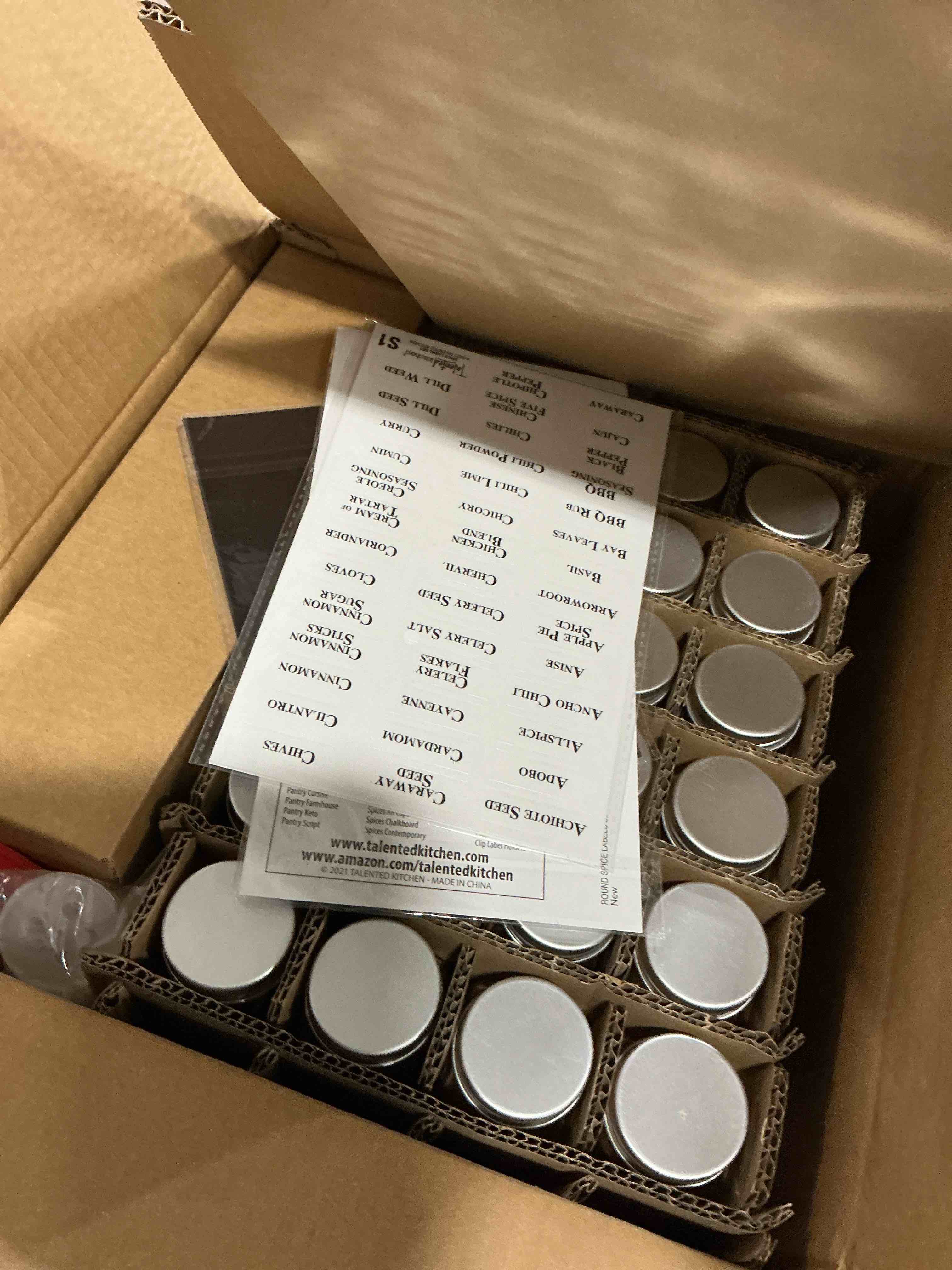 Condition photo showing Good Condition for Talented Kitchen Spice Rack Organizer - 4 Stainless Steel Wall-Mounted Racks - 24 4 oz Glass Jars & 269 Preprinted Labels, Chrome - Kitchen & Cabinet Seasoning Organizer for Space Saving Spice Storage