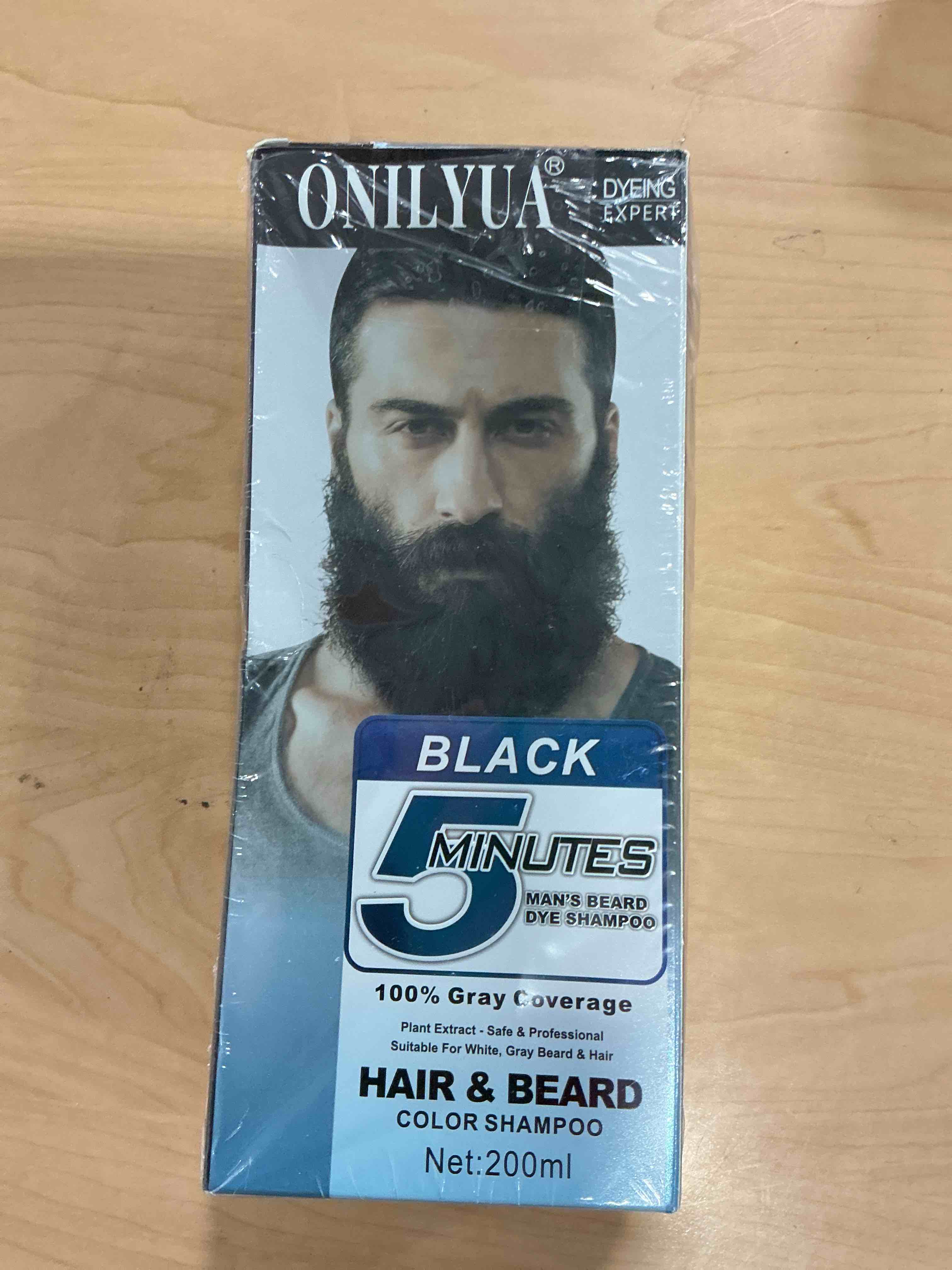 Condition photo showing Good Condition for Men's Beard Dye for Men in 5 Minutes, Black Beard Dye Shampoo for Mustache 100% Gray Coverage, Root Touch Up, 3 in 1 Simpler Hair Color for Men, Long Lasting Black Dye Shampoo for Facial Hair, 200 ml