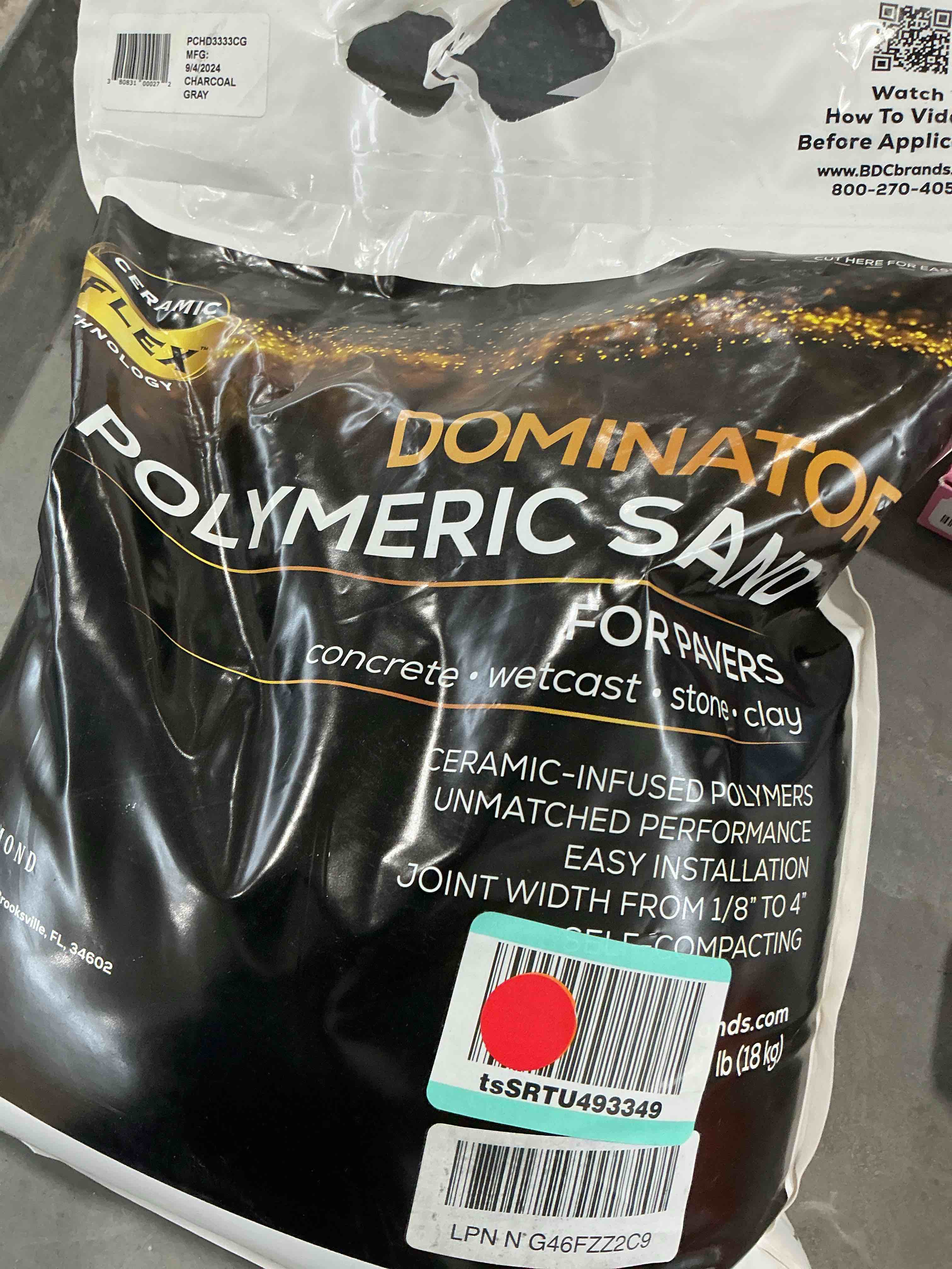 Condition photo showing New/Like New for 40 Pound Charcoal Gray DOMINATOR Polymeric Sand with Revolutionary Ceramic Flex Technology for Stabilizing Paver Joints/Gaps, 1/8” up to 4”, Professional Grade Results