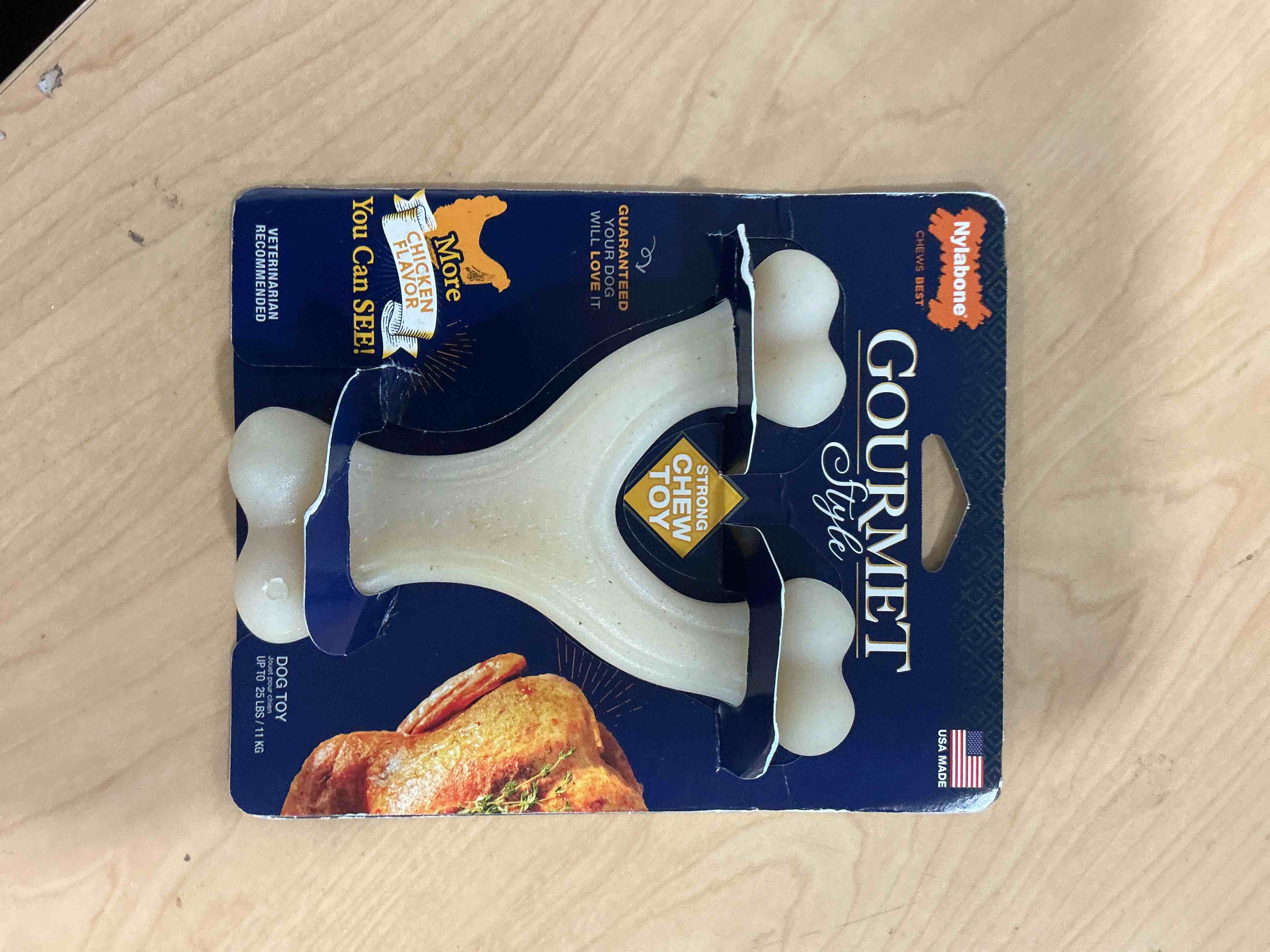 Condition photo showing Good Condition for Nylabone Gourmet Style Wishbone Strong Chew Toy for Dogs, Chicken Flavor, Small - Up to 25 lbs, 1 Count Chicken Small