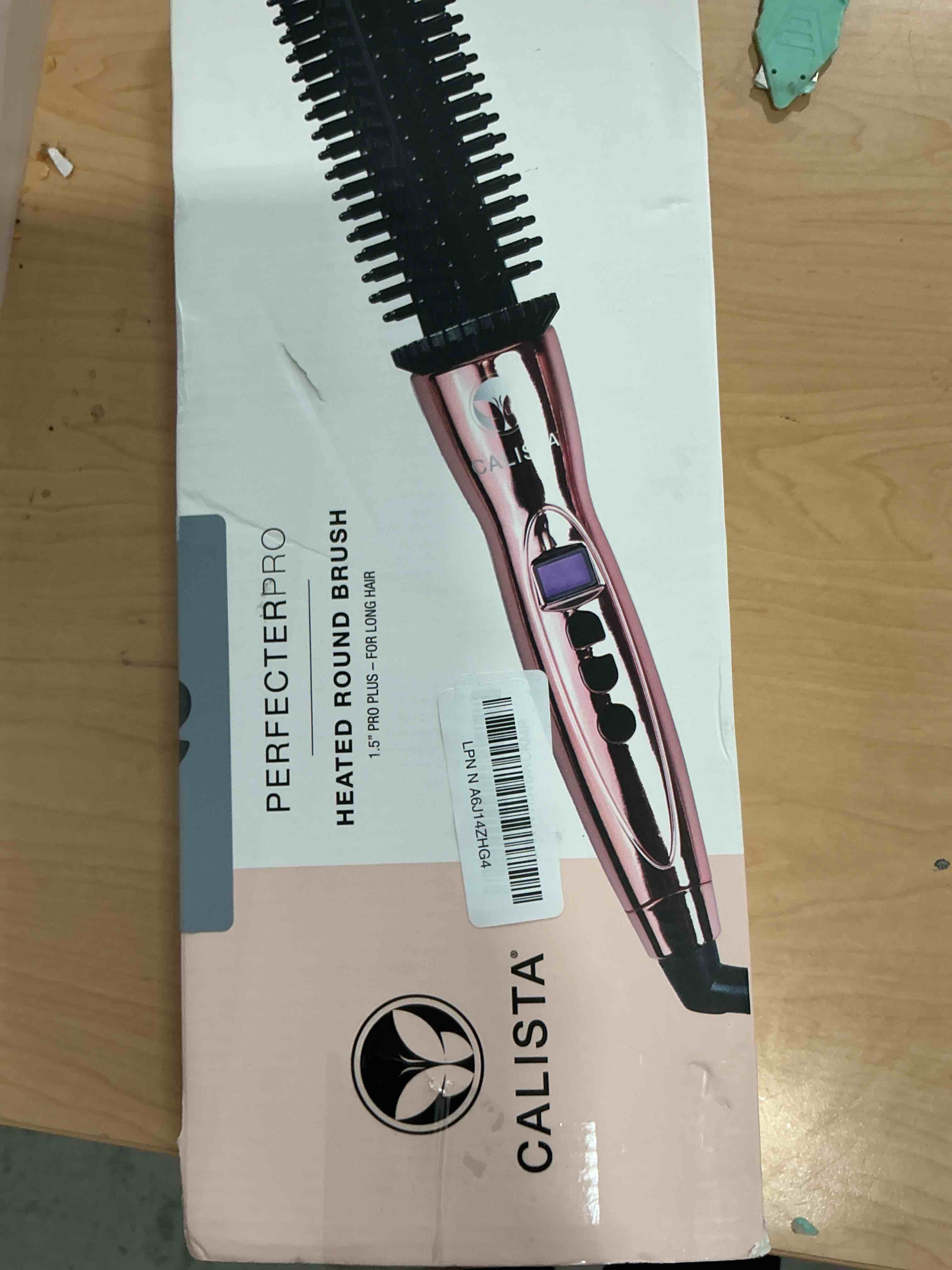 Condition photo showing Good Condition for CALISTA Perfecter Pro Heated Round Brush | Lift, Volumize, and Style with No Heat Damage for Healthier-Looking Hair | 1.5" for Long Hair Styles | Dual Voltage & Adjustable Temp (1.5, Rose Gold) 1.5 Rose Gold