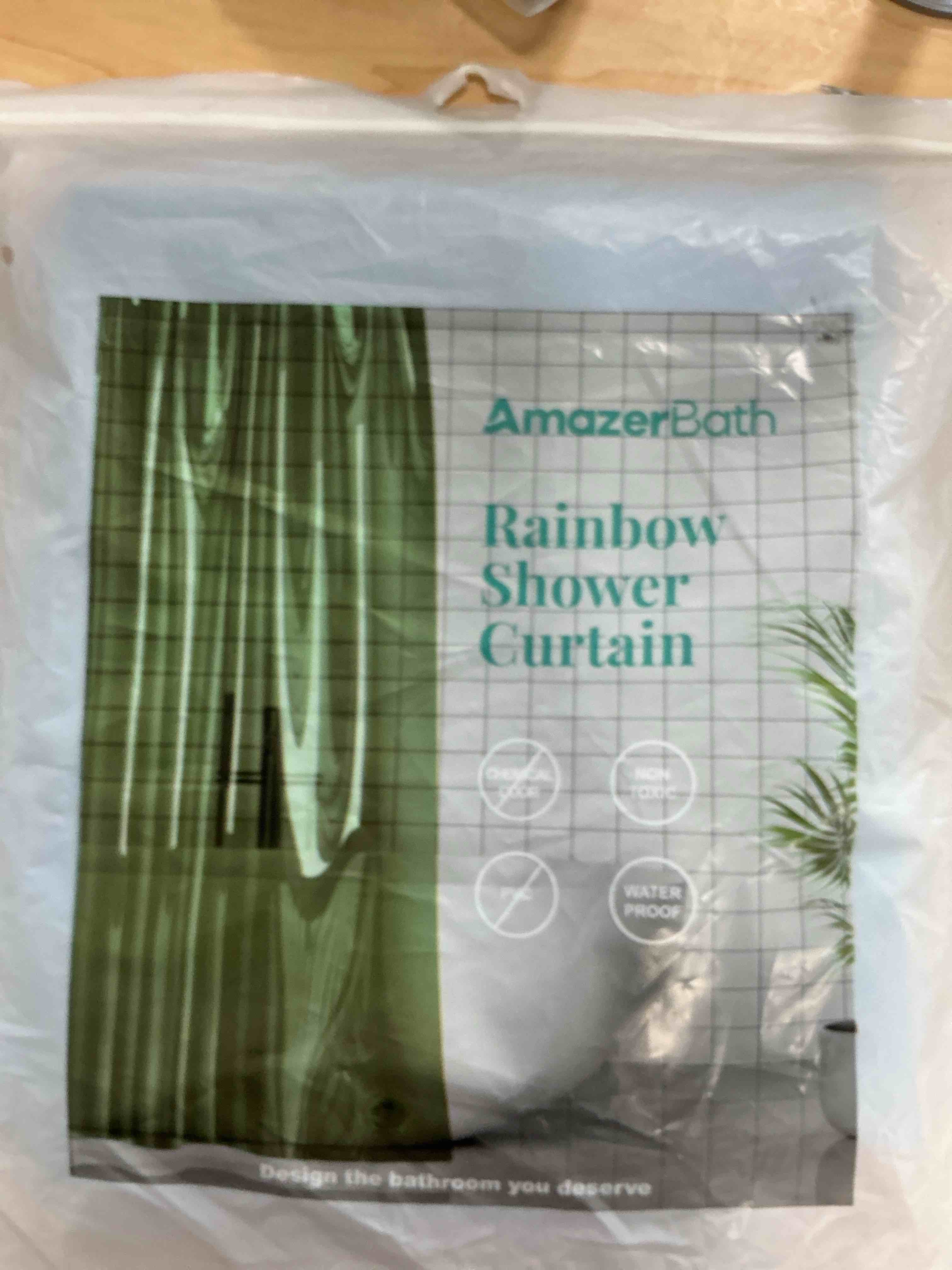 Condition photo showing Good Condition for AmazerBath Premium EVA Shower Curtain Clear Blue, Luxury Shower Curtain Blue Jelly-Like Soft, Waterproof Bathroom Curtain with 3 Weighted Stones and 12 Grommets, Recyclable Packaging Clear - Blue 72"W x 72"L (Pack of 1)