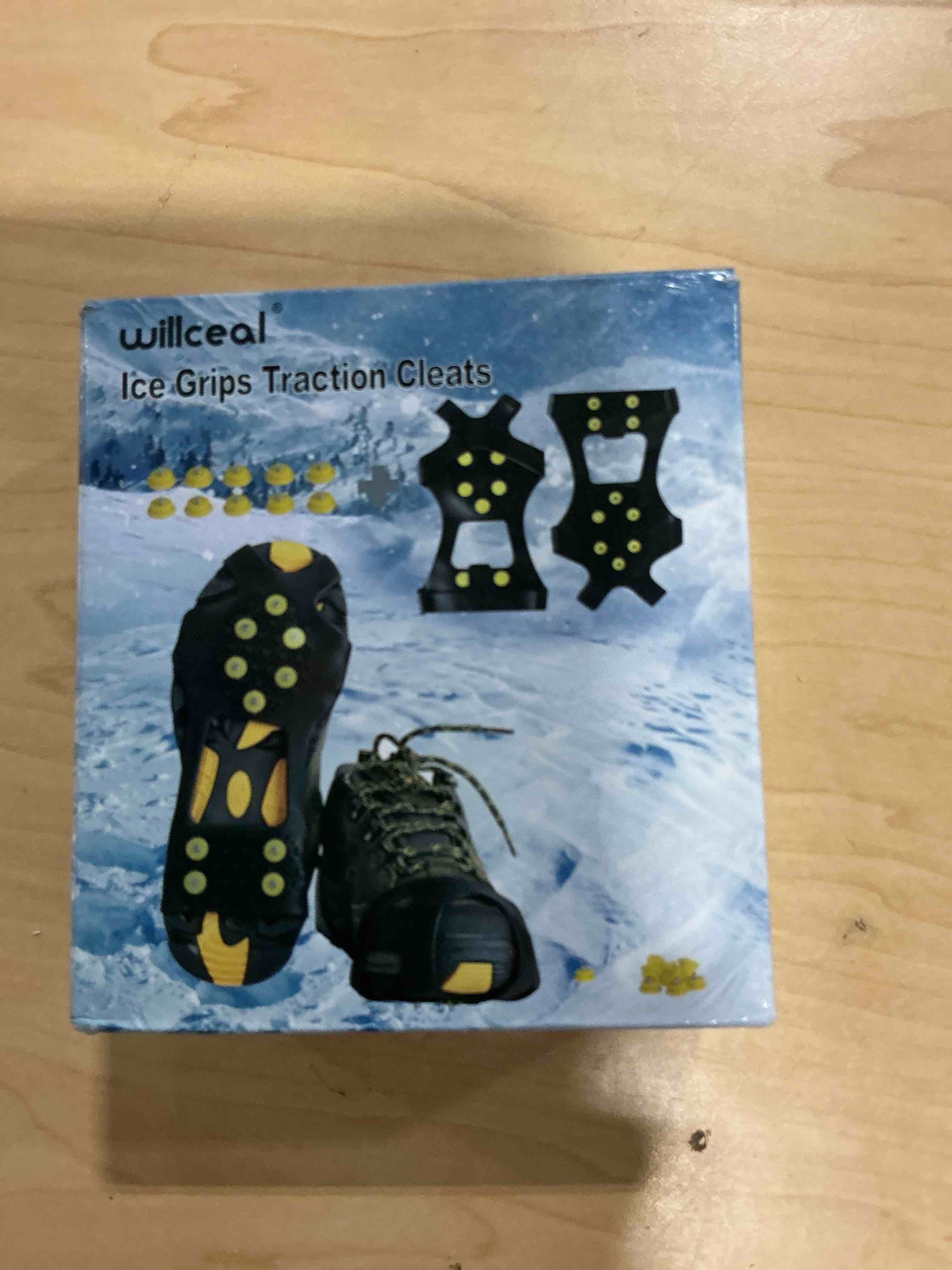 Condition photo showing Good Condition for Ice Cleats, willceal Ice Grippers Traction Cleats Shoes and Boots Rubber Snow Shoe Spikes Crampons with 10 Steel Studs Cleats Prevent Outdoor Activities from Wrestling Yellow Medium