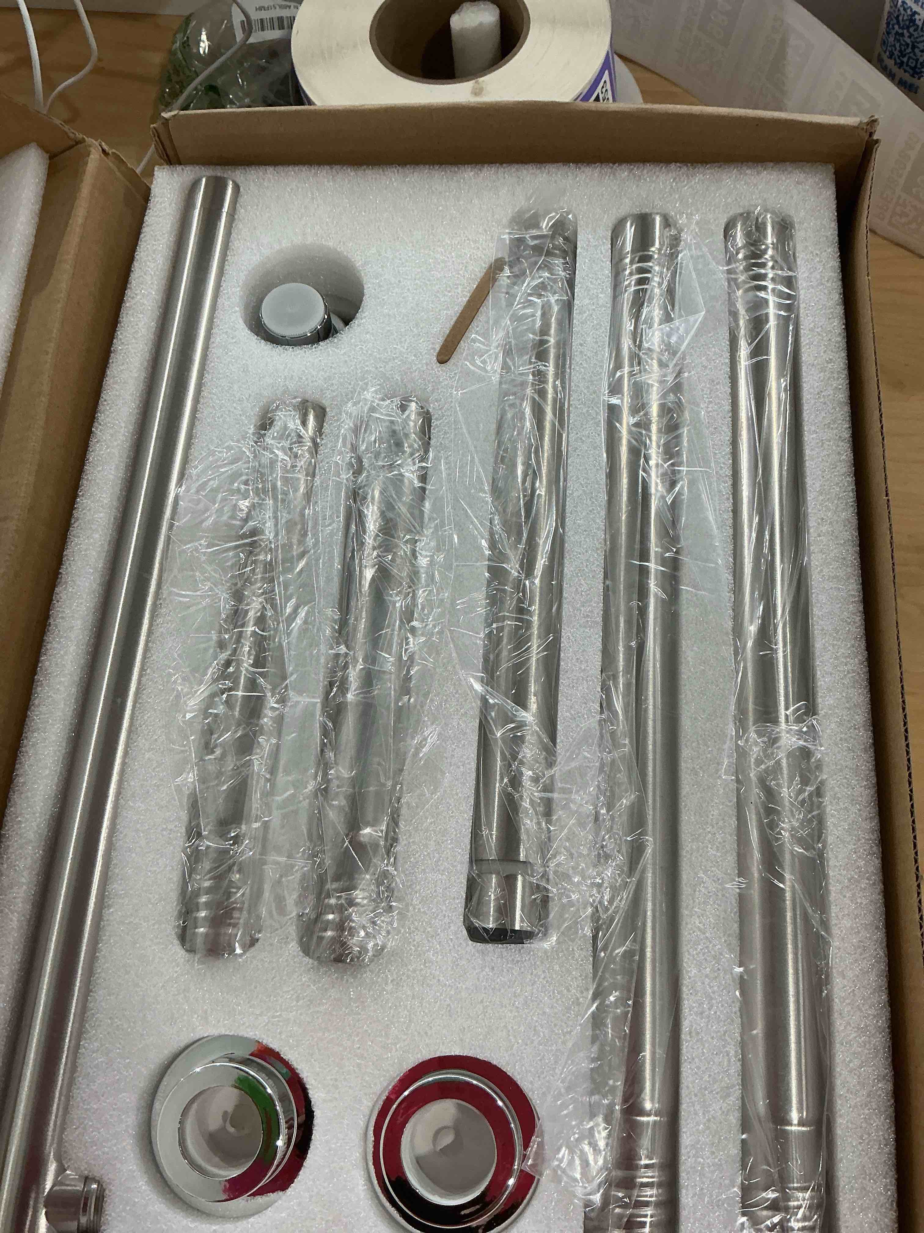 Condition photo showing New/Like New for NTPN Dual Shower Head with Handheld for Couples, High Pressure Double Shower Heads for Two People Rod, Two Showerhead System Fit 2 Person, Gifts for Women Men, SPA-Like (Chrome, Segmented Design)