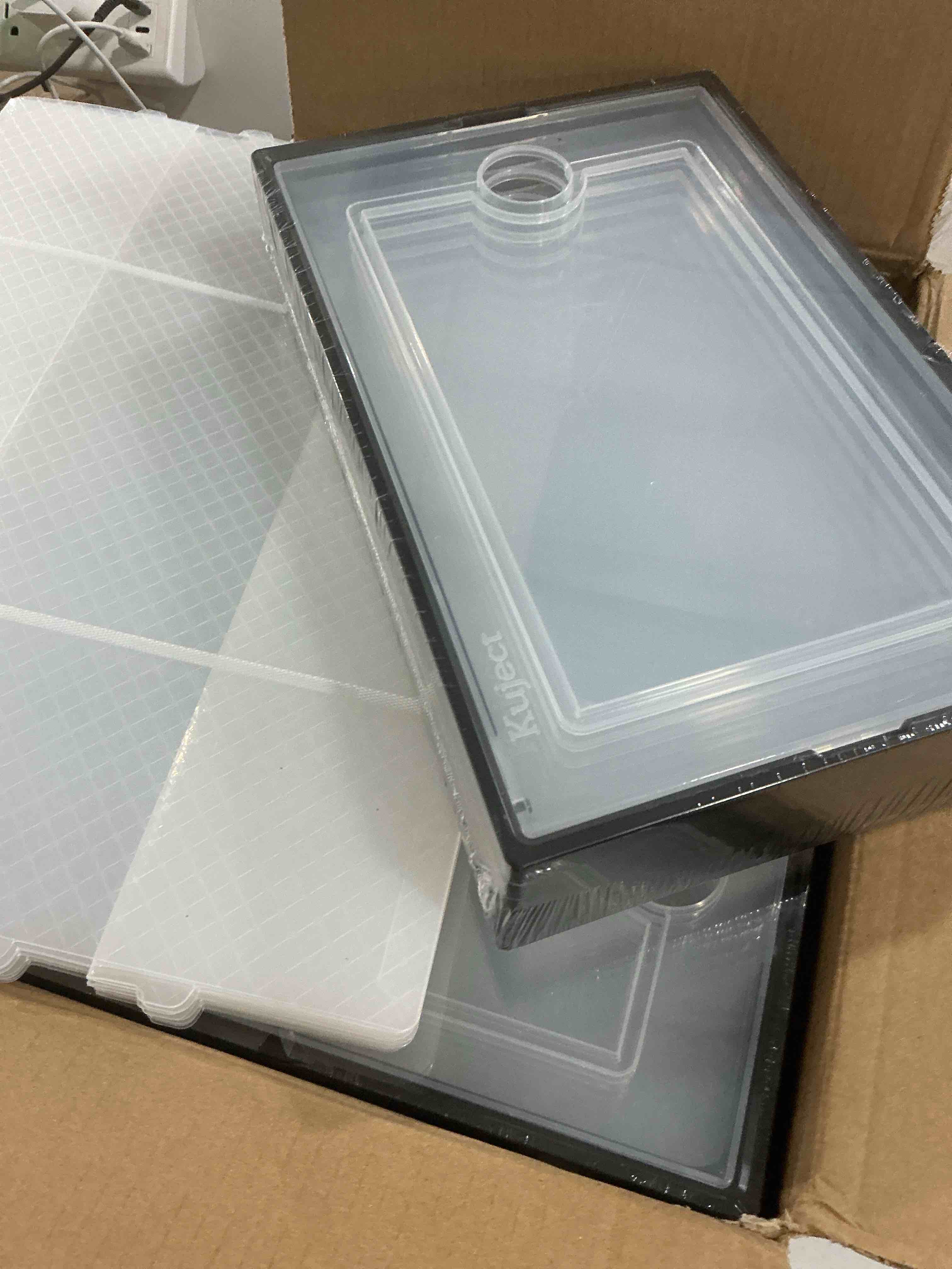 Condition photo showing New/Like New for Kuject XX-Large Shoe Storage Boxes Organizers Clear Plastic Stackable 12 Pack, Shoe Rack & Holder Substitute, Sneaker Containers, Toy Storage Organizer Bins for Entryway, Closet, Under Bed, Black Black XX-Large