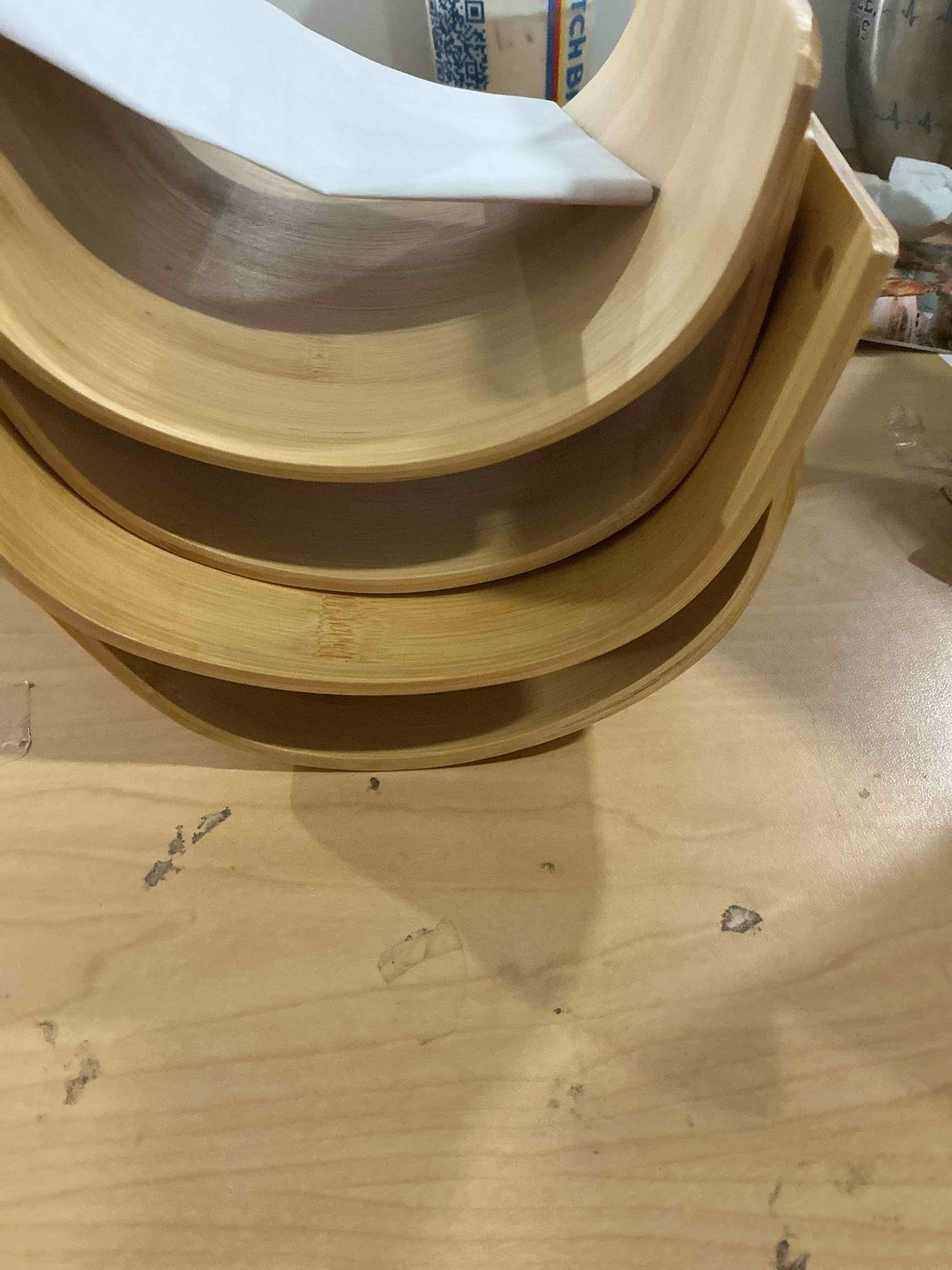 Condition photo showing New/Like New for Bamboo Towel Rack by Aura Nest Set of 4 Wood Towel Racks Bamboo Bathroom Accessories -Wall Towel Holder for Rolled Towels Wooden Towel Racks for Bathroom Spa Bathroom - Natural Bamboo