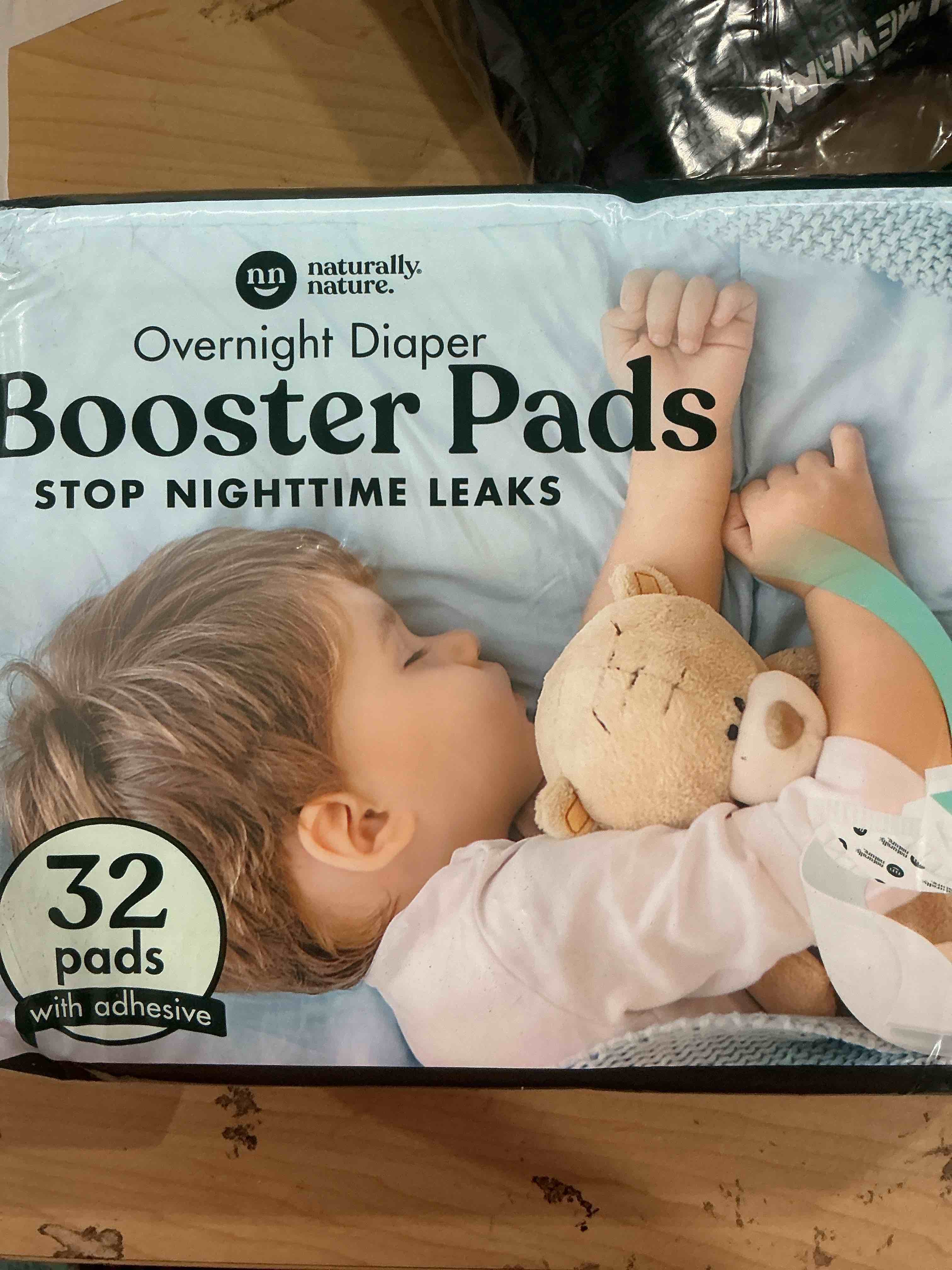 Condition photo showing Good Condition for Naturally Nature Overnight Diaper Booster Pads, Stops Overnight Leaking, Diaper Liners for Toddler, Nighttime Diapers Size 5, Adhesive Pad for Girls, Boys, 32 ct.