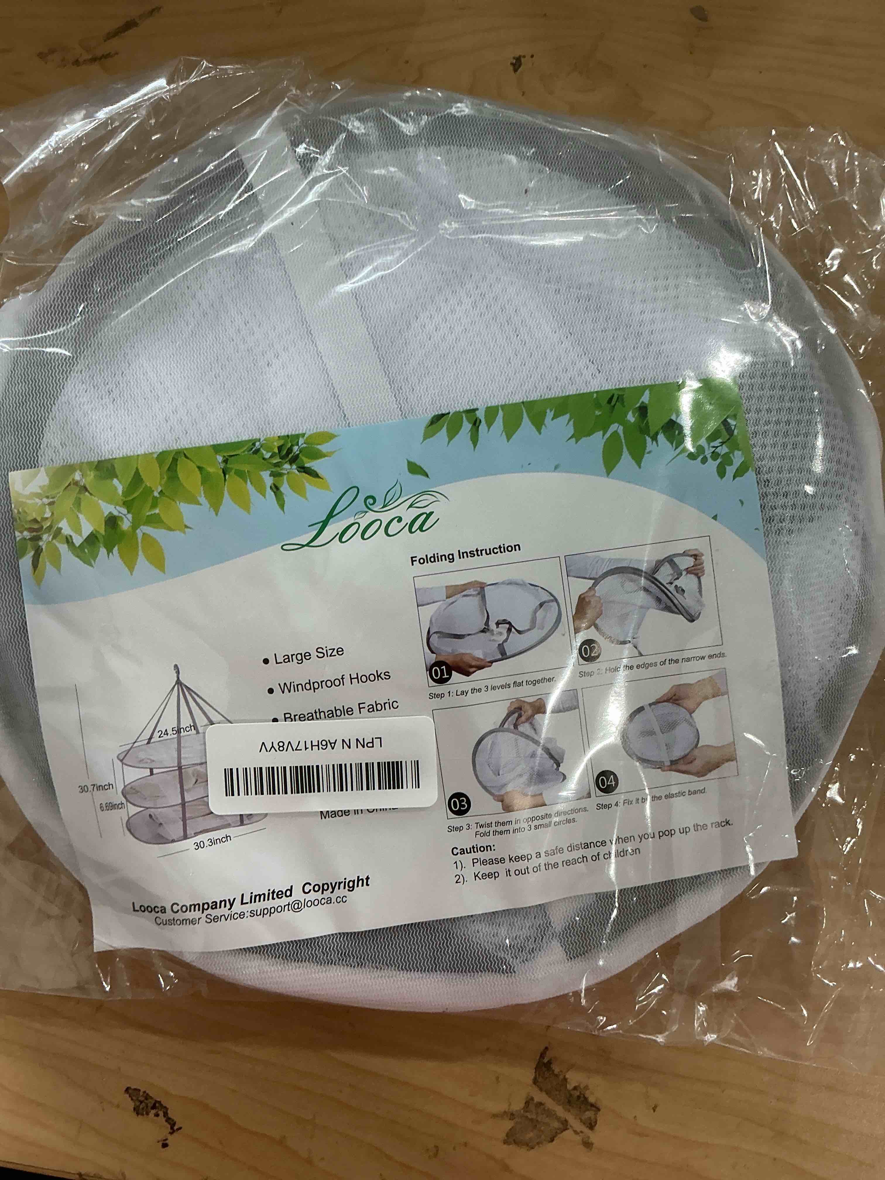 Condition photo showing New/Like New for Looca 3-Tier Folded Mesh Clothes Hanging Dryer Sweater Drying Rack 30.3" L * 24.5" W*30.7" H
