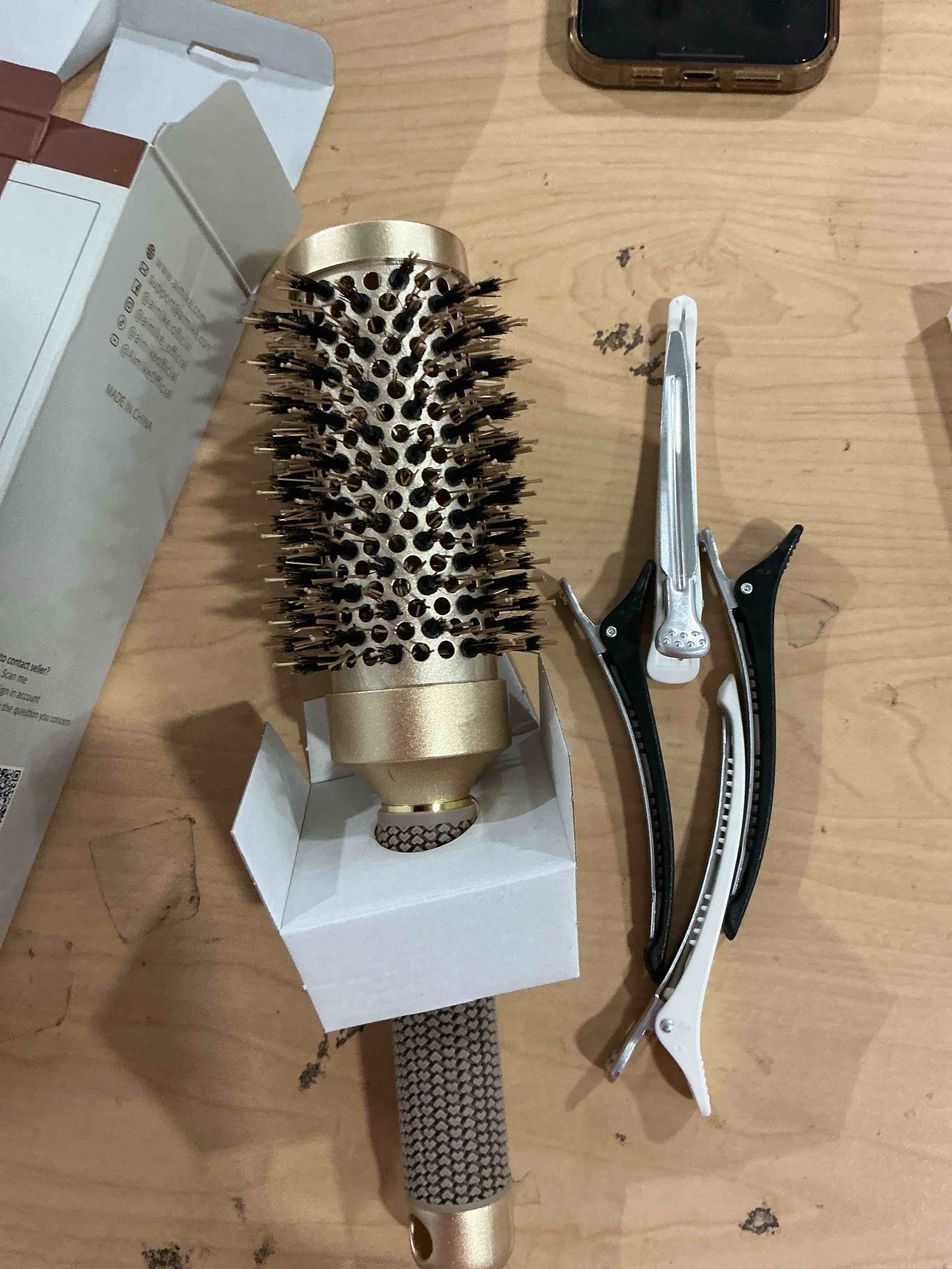 Condition photo showing Good Condition for AIMIKE Round Brush for Blow Out, Medium Round Hair Brush Nano Thermal Ceramic & Ionic Tech, for Blow Drying & Styling, Curling and Shine - 2.9 inch Barrel w/Boar Bristles 43mm-1.7 Inch (2.9 Inch with Bristles)