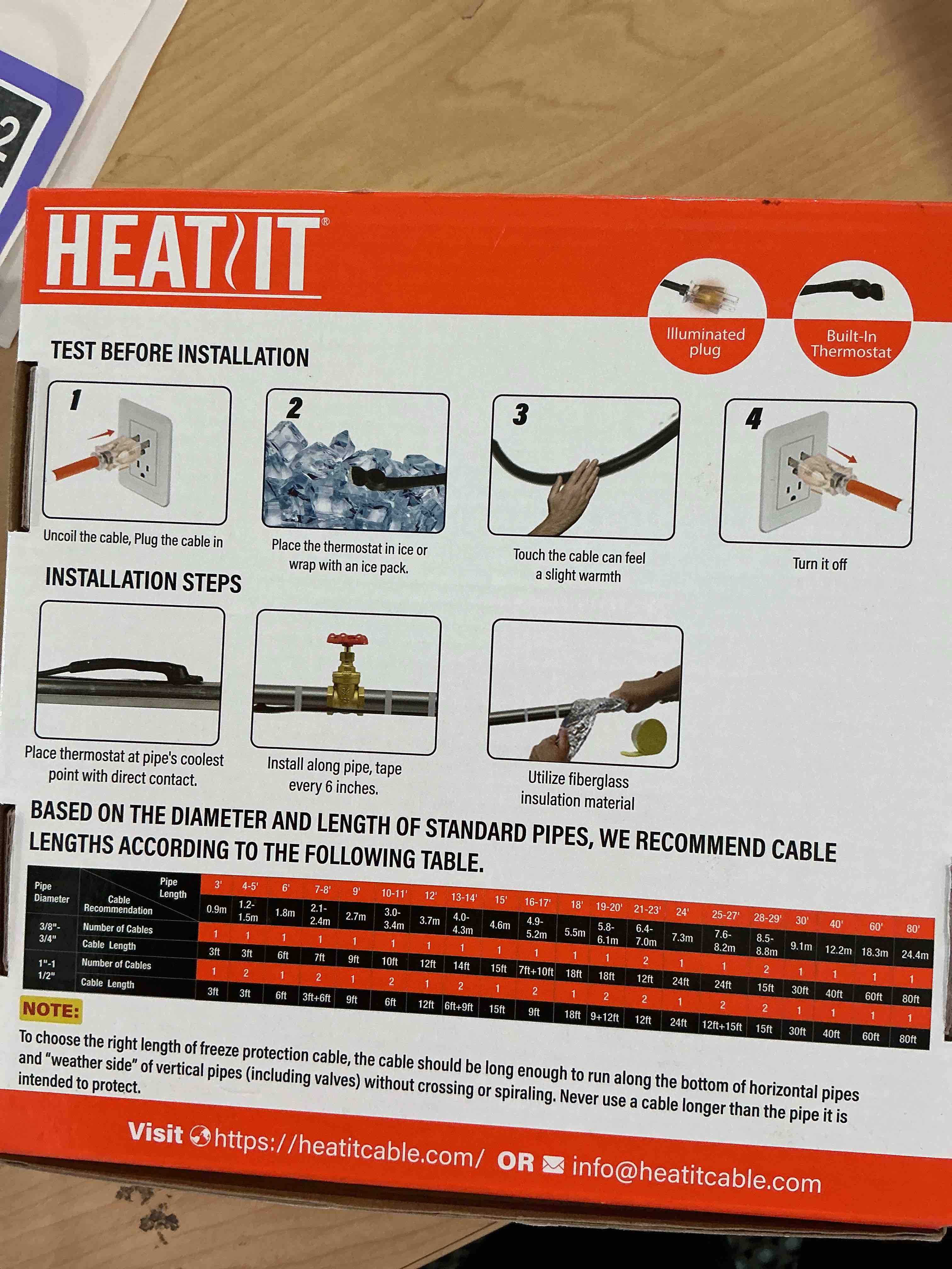 Condition photo showing New/Like New for HEATIT Water Pipe Heat Tape - Prevent Freezing & Easy Installation for Metal & Plastic Pipes, CSA & ETL Certified Heat Trace Cable, All-Weather Protection, Trusted Choice HISD 3ft, 7w/ft, 120V HISD 3 Feet