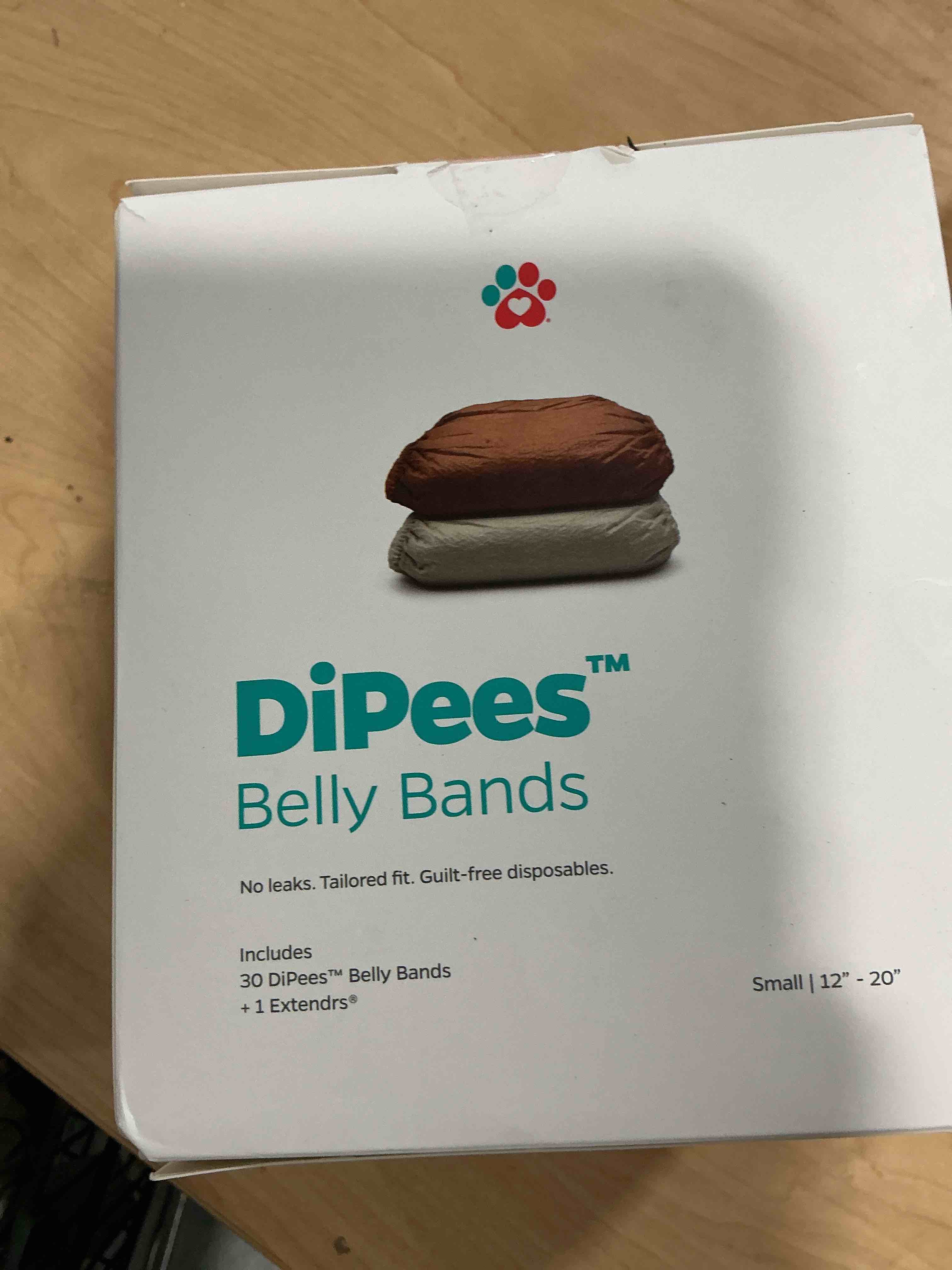 Condition photo showing New/Like New for Pet Parents® DiPees® Disposable Belly Bands for Male Dogs + Extendrs®, Dog Wraps, Leak Proof, Up to 83% Plant Based, Premium Disposable Dog Diapers Male (Natural, Small (12-20"), 30ct) Natural Small (12-20") 30