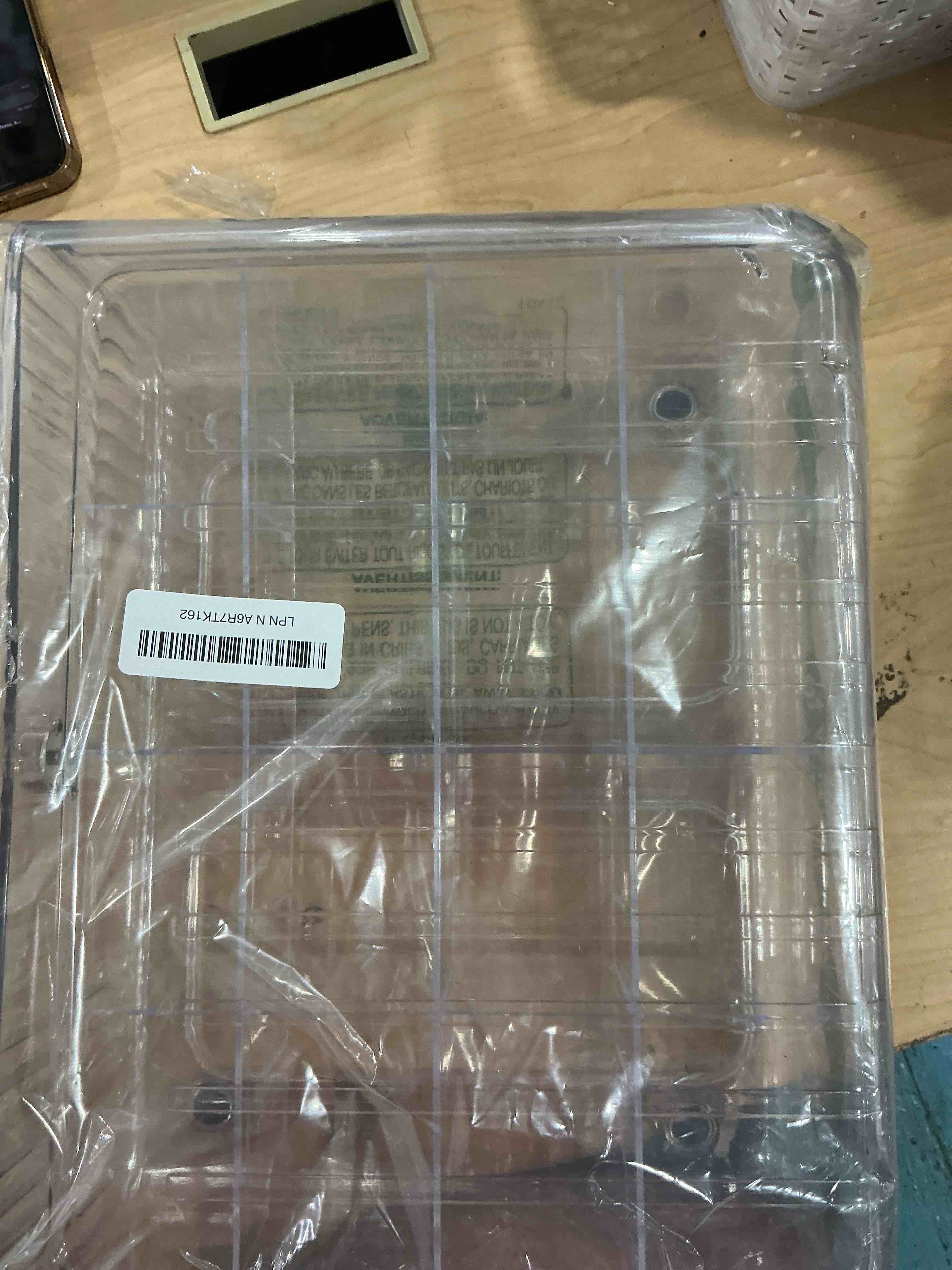 Condition photo showing Good Condition for Sock Underwear Drawer Organizer - 24 Compartment Clear Acrylic Storage Bins with Removable Dividers for Closet, Stackable Dresser Drawer Box for No-Mess Socks, Tiers, Baby Clothes, Belt, Tea Bag 24 Cell (With Dividers)