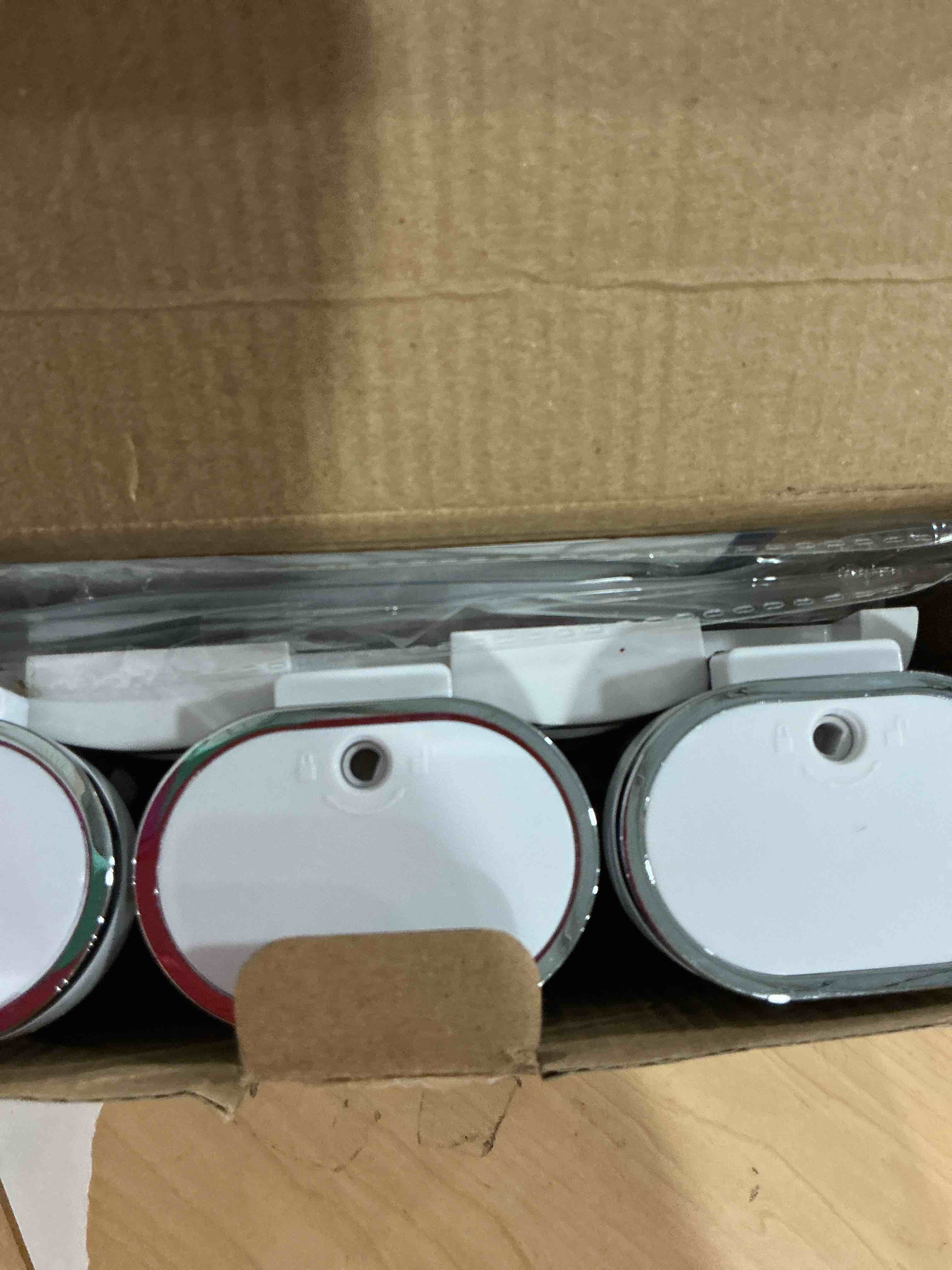 Condition photo showing Good Condition for Shampoo and Conditioner Dispenser, Pollock Shower Soap Dispenser 3 Chamber No Drill, Wall Mounted Shampoo Body Wash Conditioner for Bathroom Large Capacity,White A1-white 3 Chamber