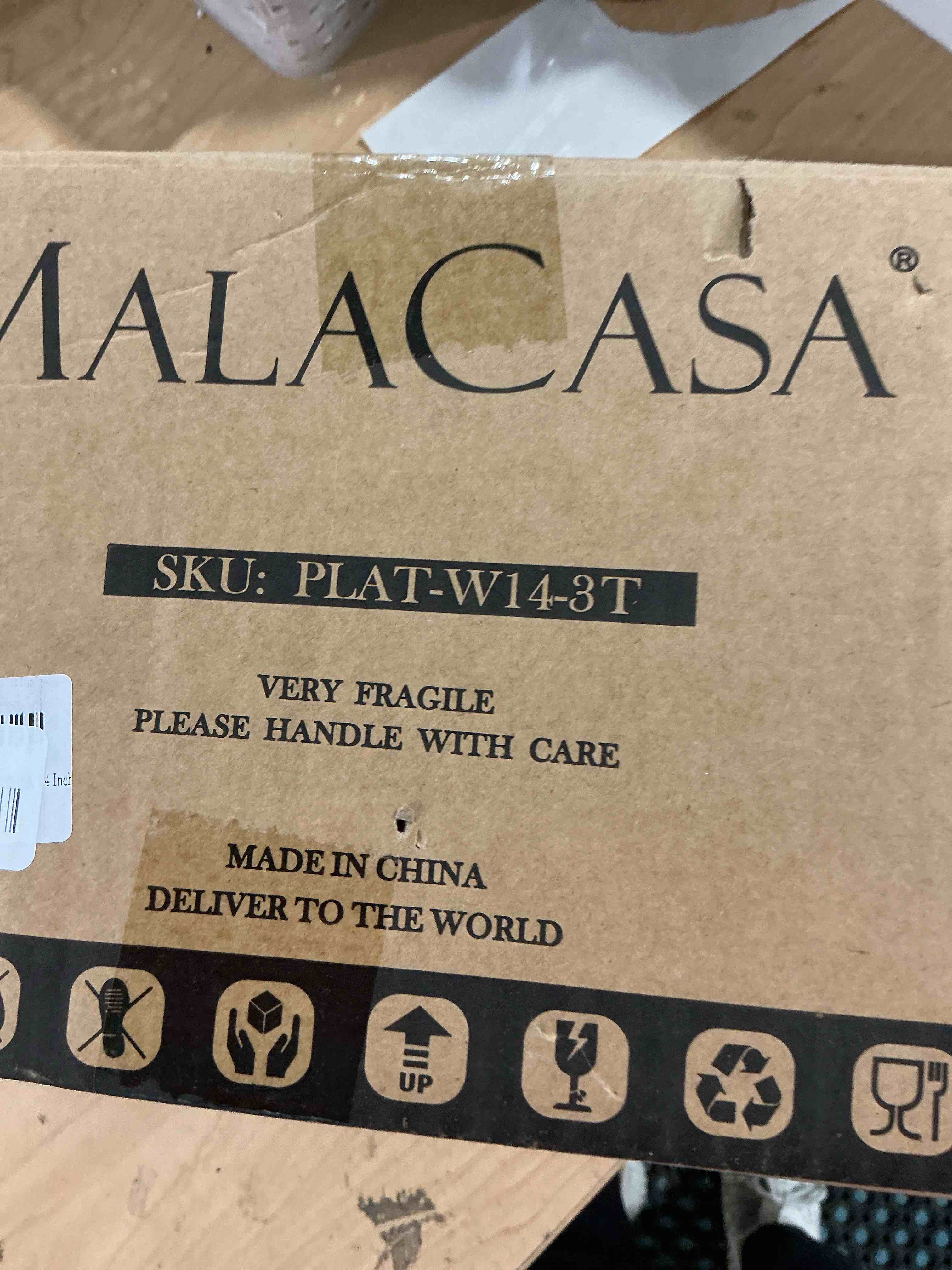 Condition photo showing Good Condition for MALACASA 3 Tier Serving Tray, Porcelain Tiered Cupcake Stand, Ceramic Elevated Serving Platter with Collapsible Sturdier Rack,Series PLAT (White, 14 Inch) White 14 Inch