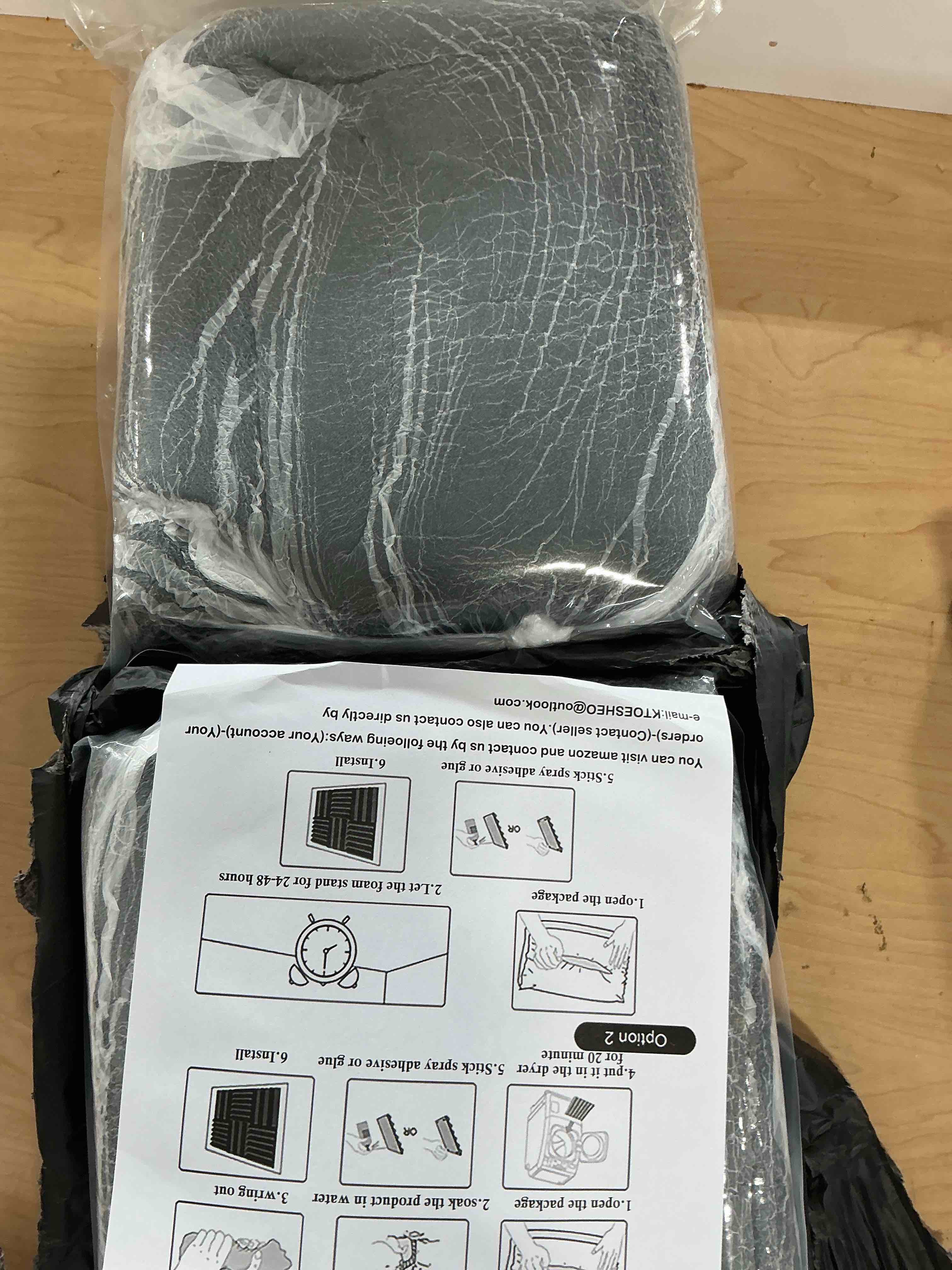 Condition photo showing Good Condition for KTOESHEO 2PCS Acoustic Panels,48''X24''X2'' Egg Crate Foam Soundproof Foam Wall Panels,High Density Fireproof Noise Cancelling Foam Studio Foam Panel,Noise (Black) 