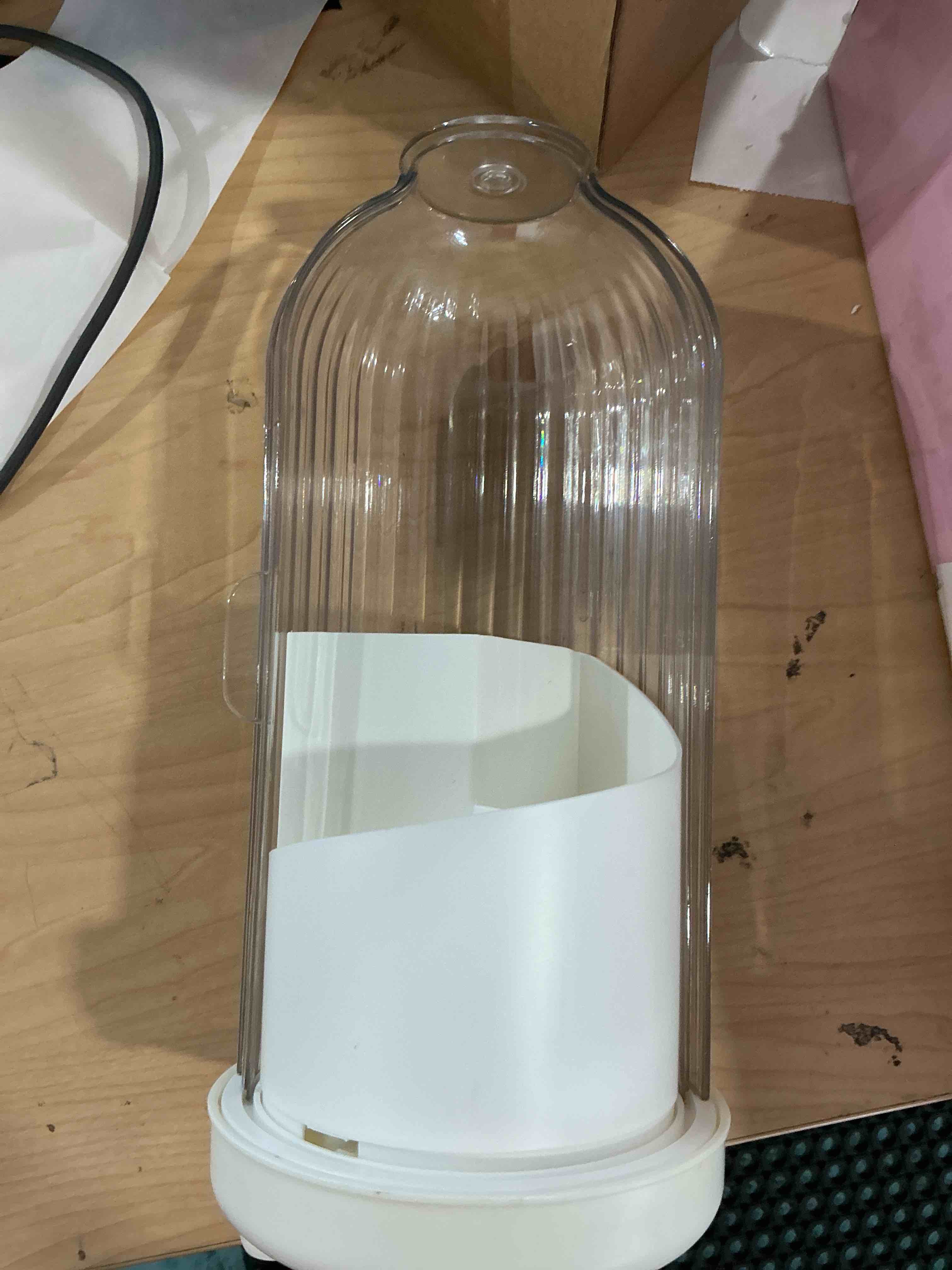 Condition photo showing Good Condition for JEESA Toothbrush Holder Organizer, with Drainage Holes, with Dustproof Cover, 360 Rotating, 3 Slots, for Bathroom Countertop, White