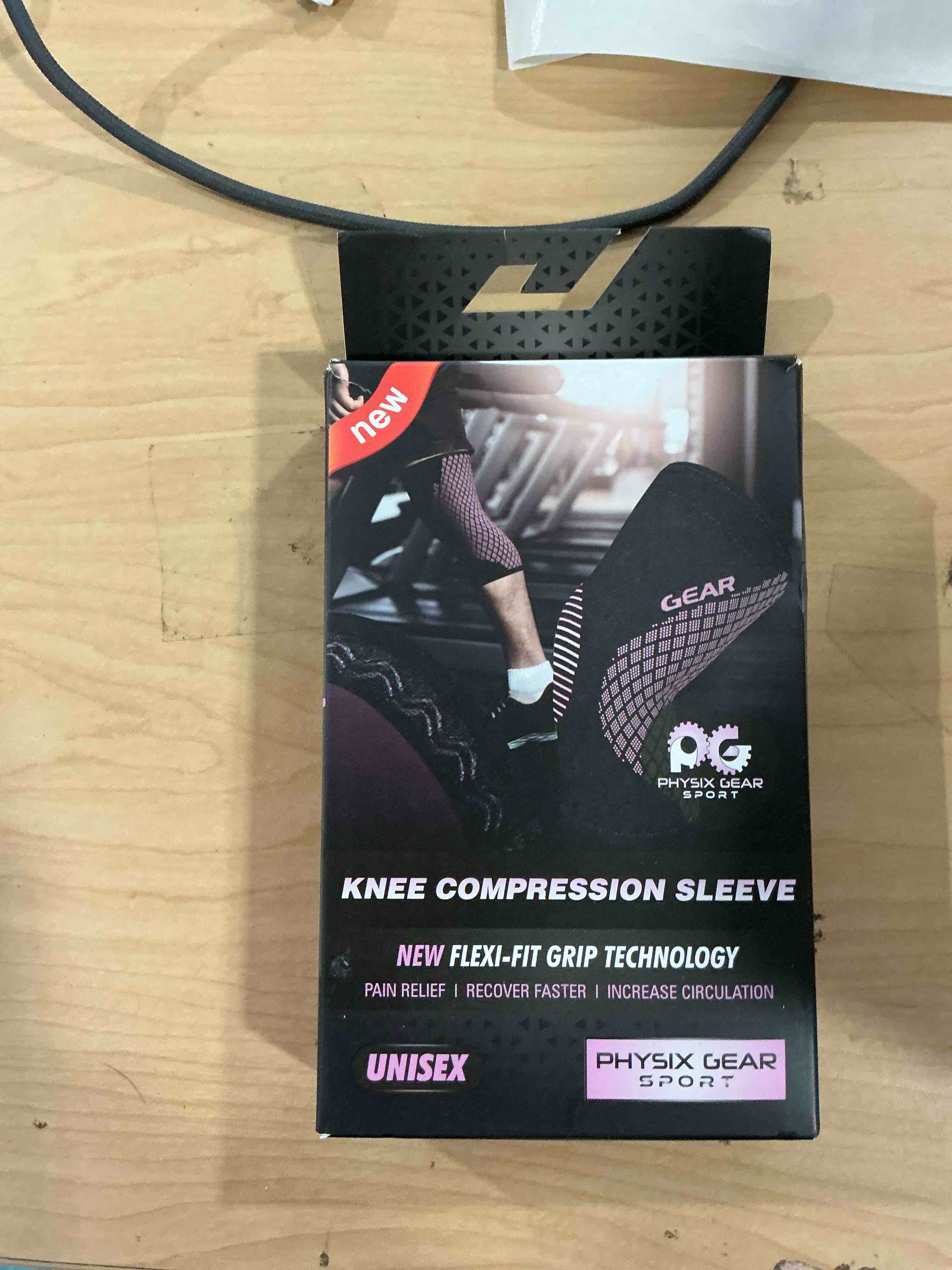 Condition photo showing New/Like New for Physix Gear Knee Compression Sleeve for Men & Women - Best Compression Knee Brace for Walking, Running, Gym, Basketball, Weightlifting,Workout, Sports - Knee sleeves Support Compression & Stability XL Black/Pink