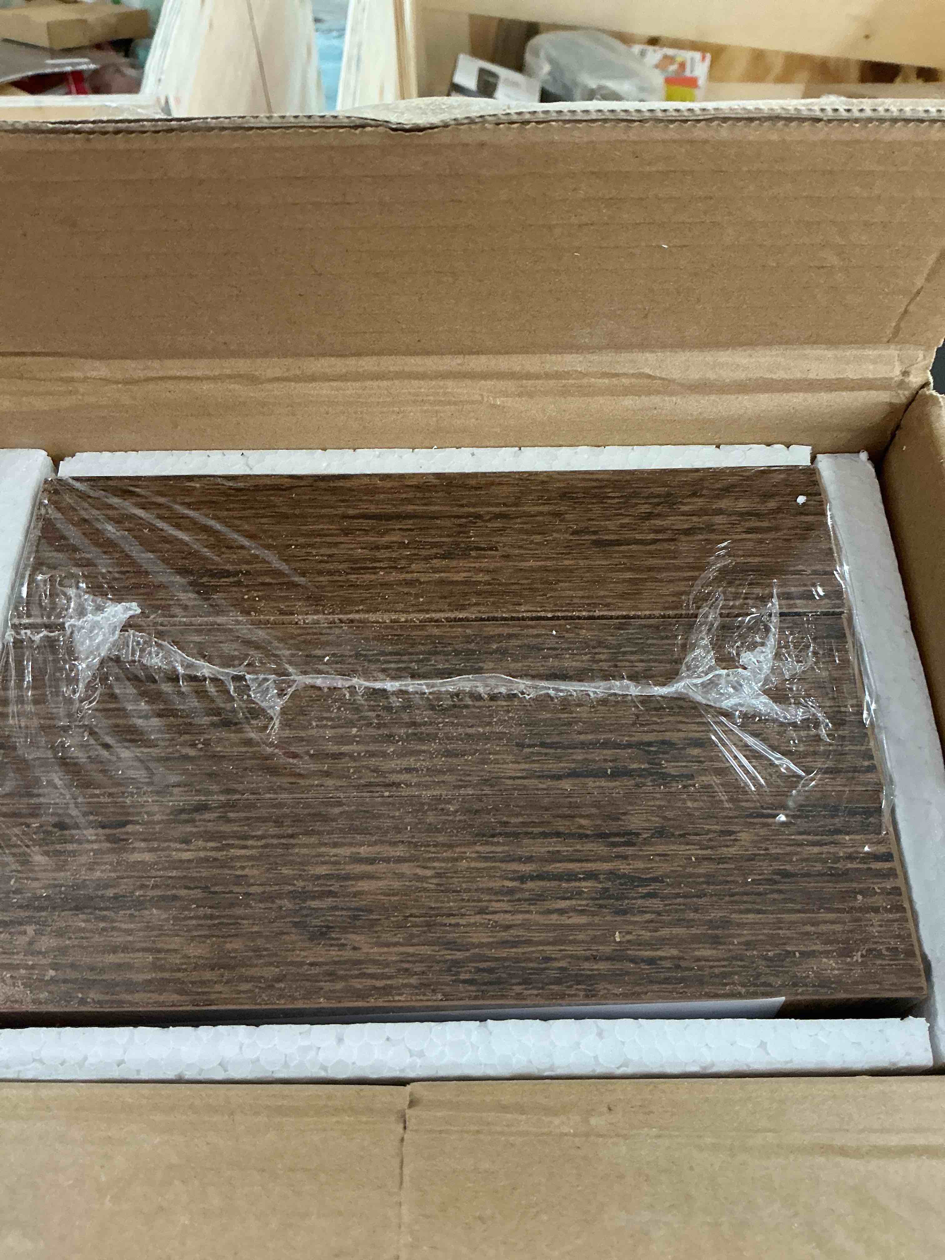 Condition photo showing New/Like New for QEEIG Floating Shelves for Wall Bathroom Shelf Bedroom Kitchen Living Room Hanging Book Shelves Small Farmhouse Decor 16 inch Set of 3, Rustic Brown (015-BN3) 3pcs A. Brown