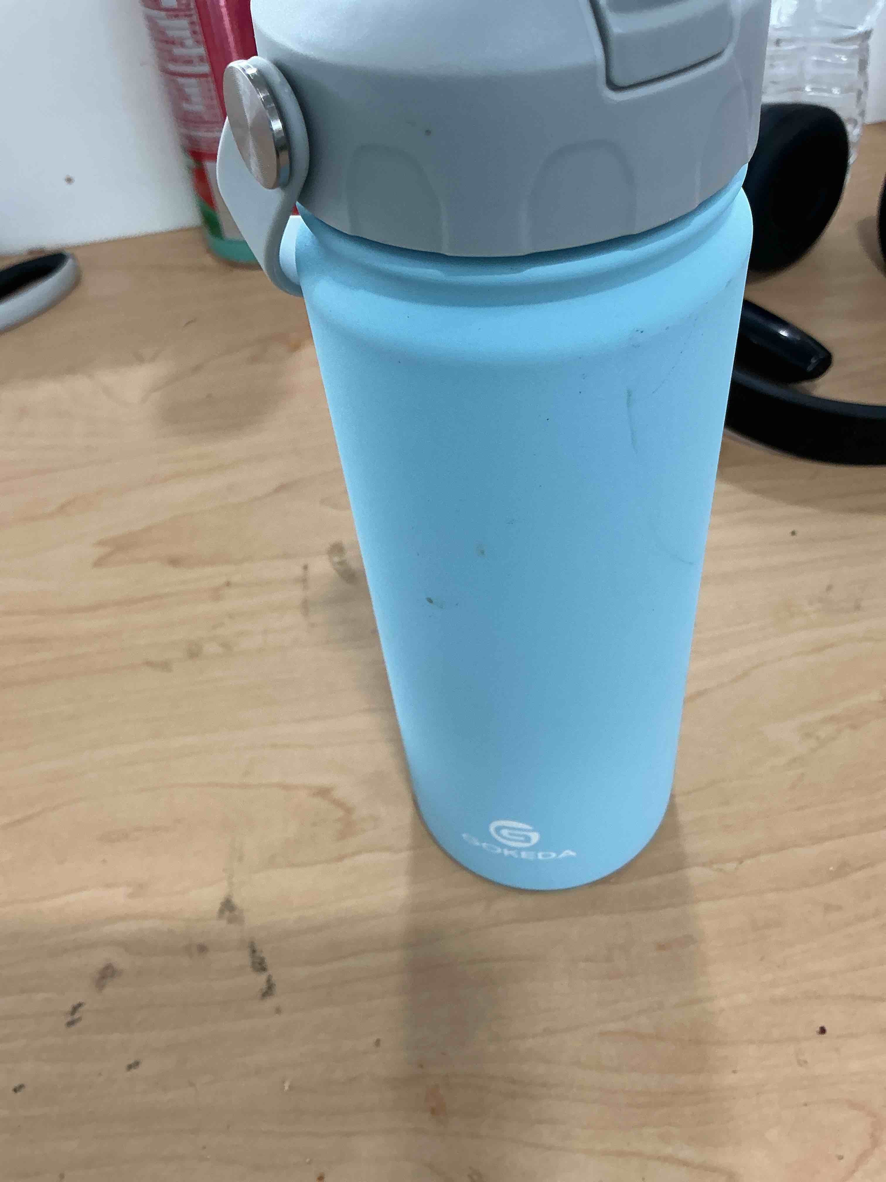 Condition photo showing Good Condition for 1 only GoKEDA 18oz Kids Water Bottle, Pack Insulated Bottles with Stickers, 18/8 Stainless Steel Vacuum Leak Proof Straw Cup for School, Gifts for Boys(Light Blue, Dark Blue) Light Blue+Sapphire Blue 18 Ounces