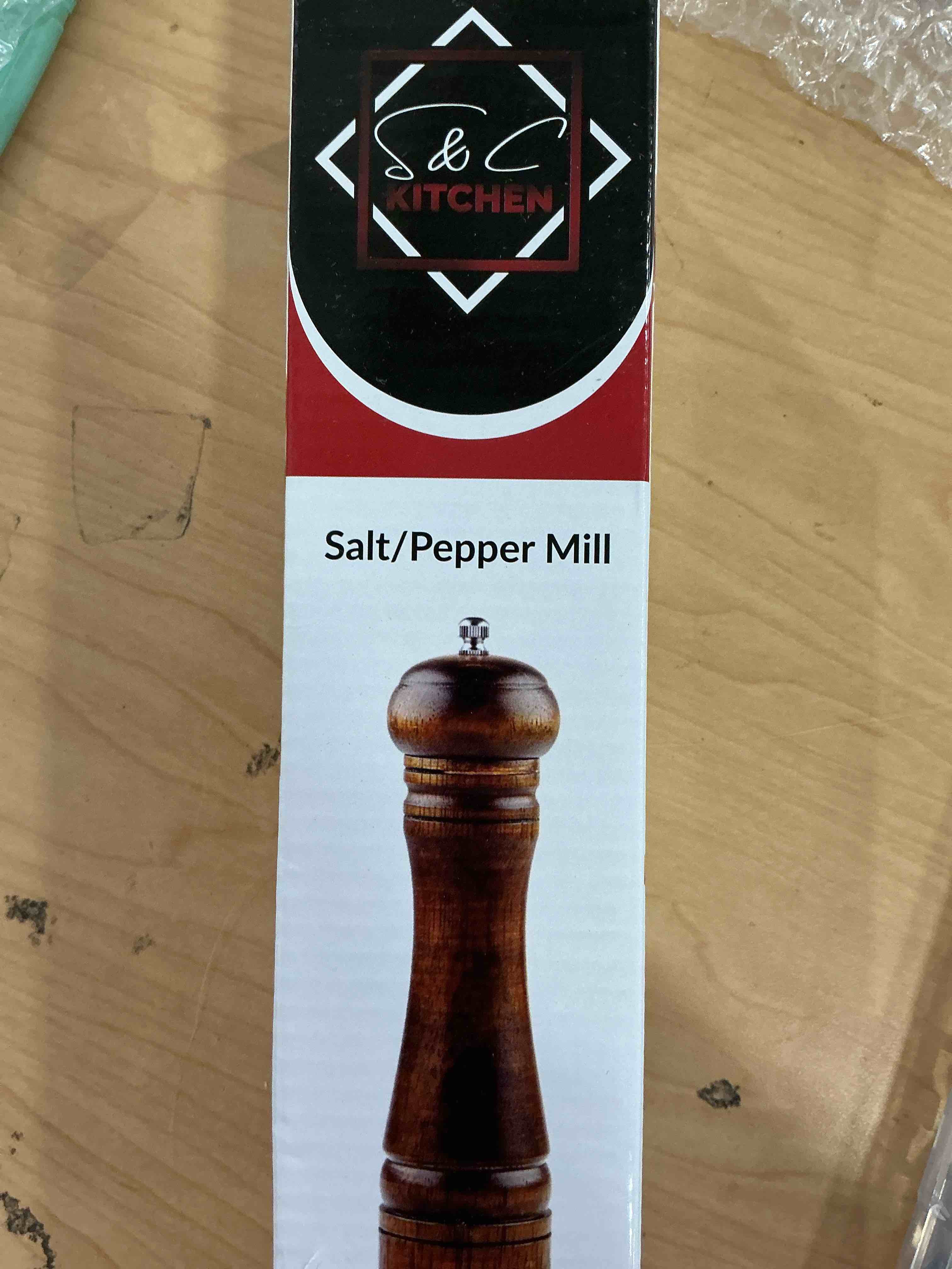 Condition photo showing Good Condition for Wooden Pepper Mill or Salt Mill with a cleaning brush - 8 inch tall - Best Pepper or Salt Grinder Wood with a Adjustable Ceramic Rotor and easily refillable - Oak Wood Pepper Grinder for your kitchen