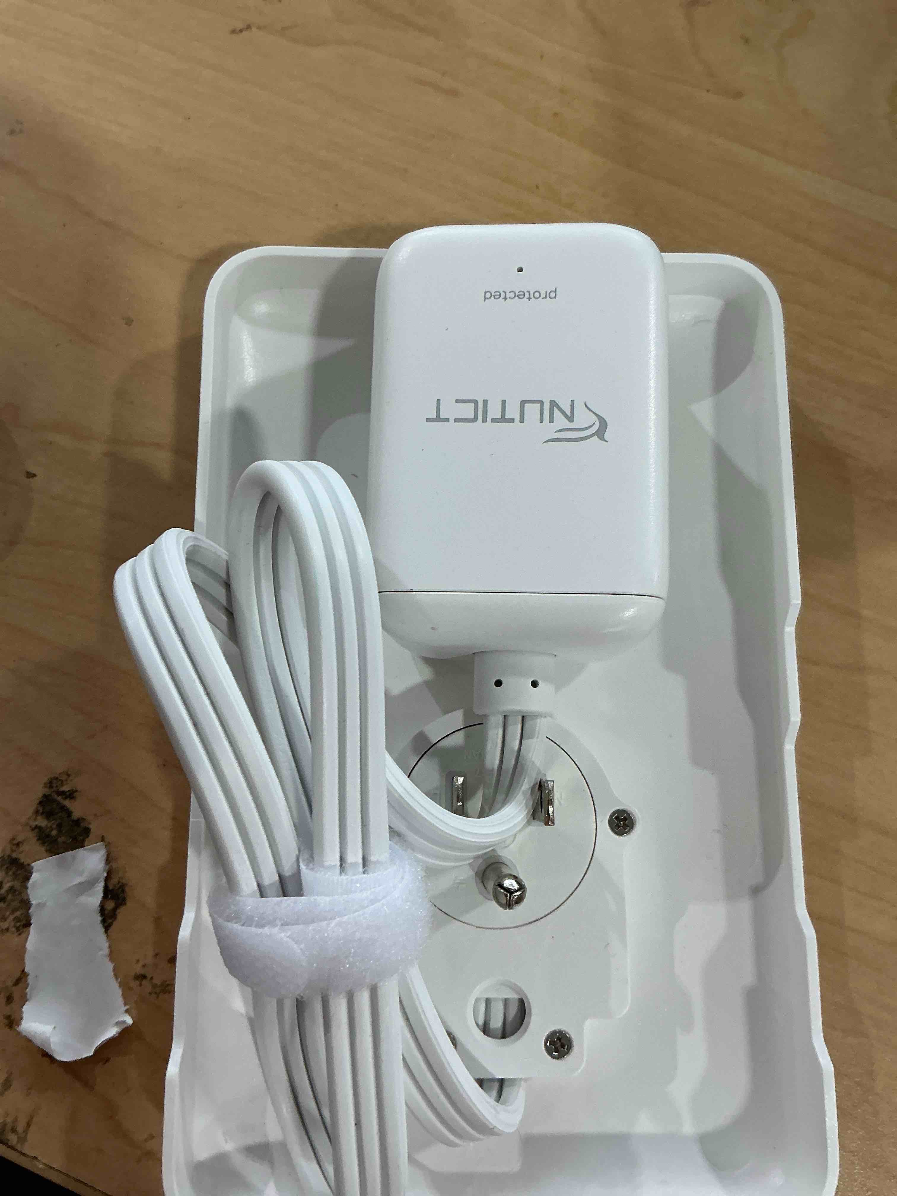 Condition photo showing Good Condition for Flat Plug Extension Cord with Outlet Cover - NUTICT 1.5ft Short Power Extension Cord & 900J Surge Protector, 1625W, ETL Listed, Small Outlet Extender Fits Behind Furniture (Dresser, TV, Couch), White 1.5ft Mid&Over size outlet White