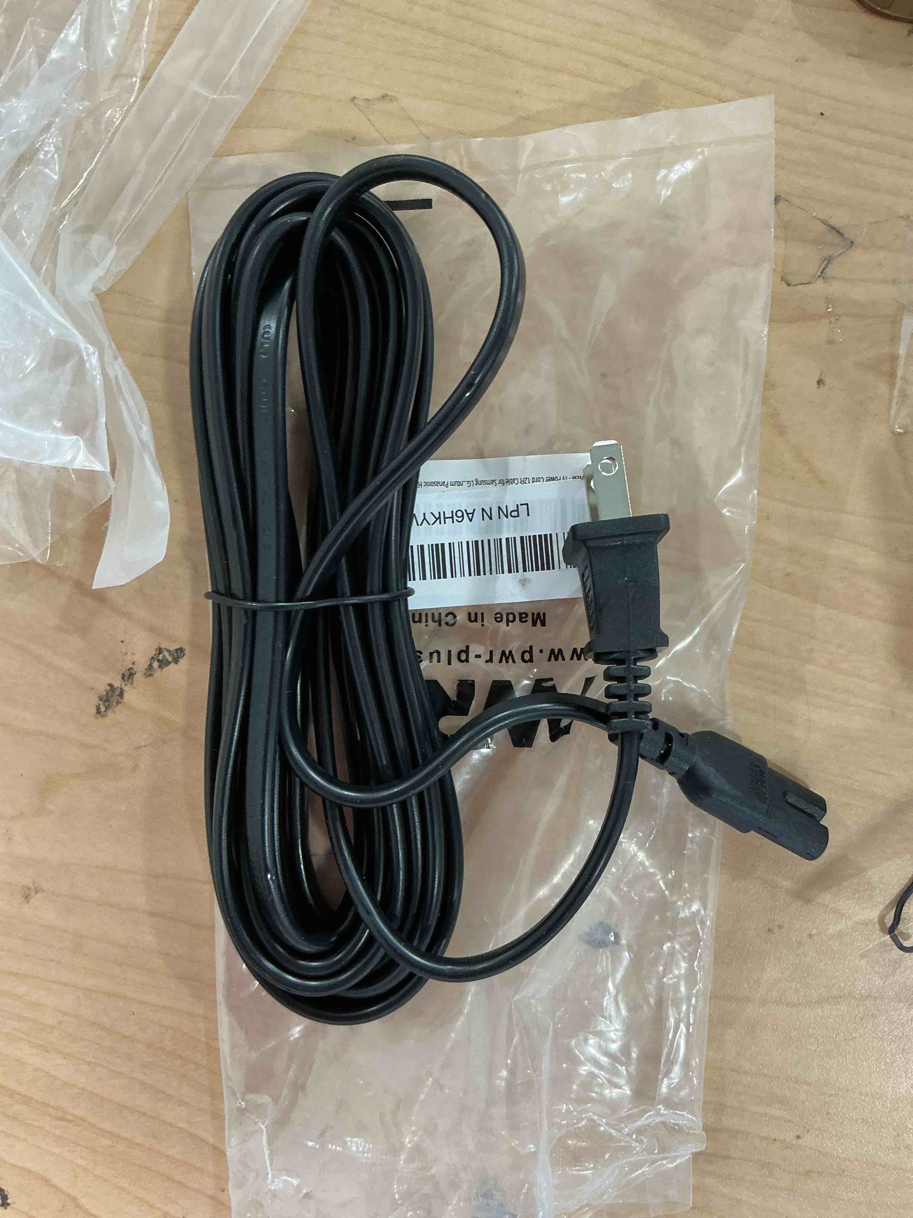Condition photo showing Good Condition for Tv Power Cord 12Ft Cable for Samsung LG TCL Sony: Apple Tv Insignia Sharp Toshiba JVC Hisense 4k 8k UHD Crystal Tizen Smart Roku Google Quantum Panasonic HDR LED QLED 2 Prong UL Listed