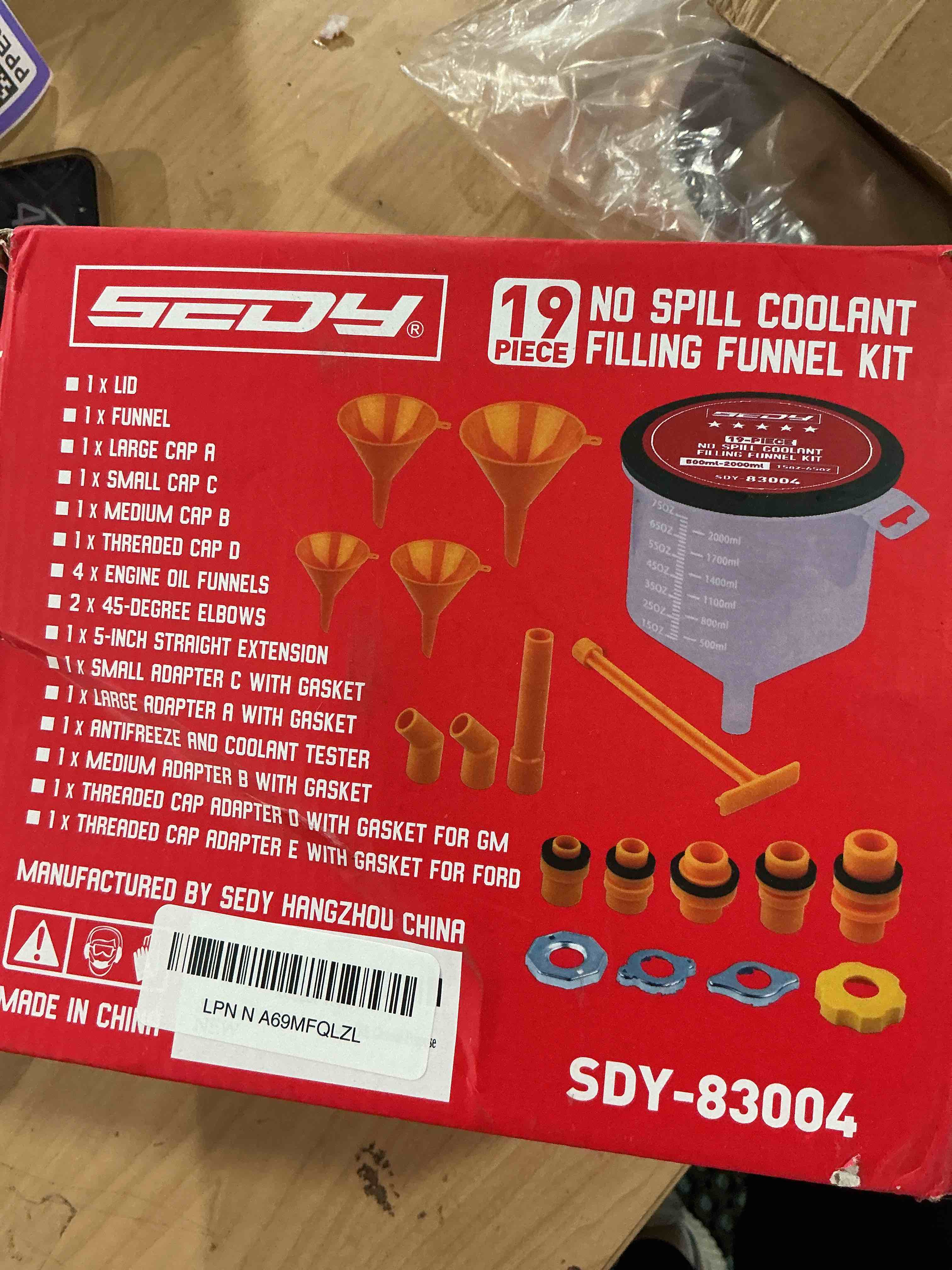 Condition photo showing Good Condition for Ultimate No Spill Coolant Funnel Kit - 19-Piece Spill-Free Radiator Funnel Set, Spill Proof Radiator Bleeder Kit, Coolant Filling, Radiator Filler, Extra Funnels and Adapters for Universal Vehicle Classic Edition
