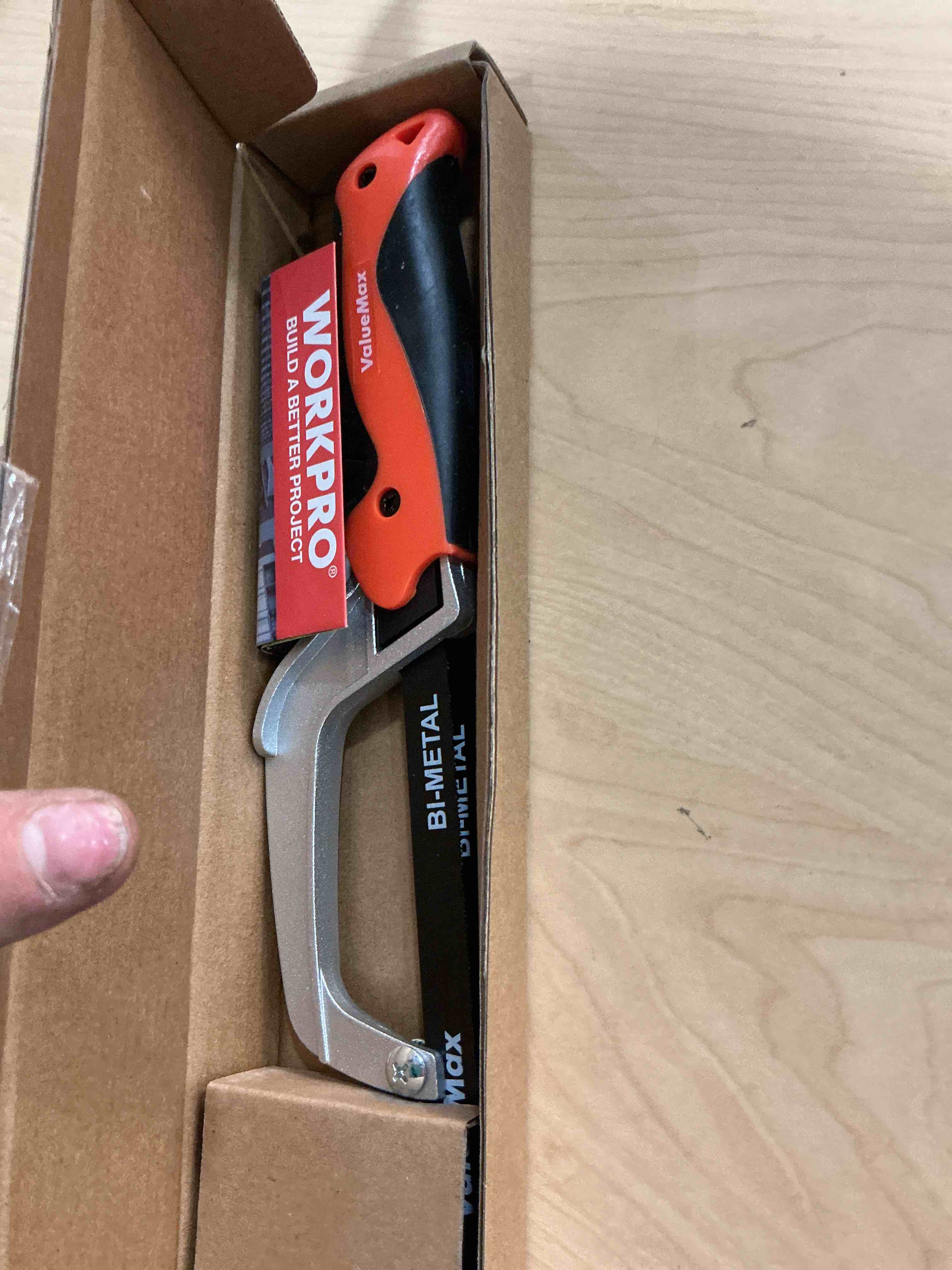 Condition photo showing Good Condition for valuemax hacksaw, mini metal saw tool with extra 1 piece bi-metal 10 inch blade, aluminum small hack saw cutter for wood, pvc, iron, copper, for tight spaces & small objects