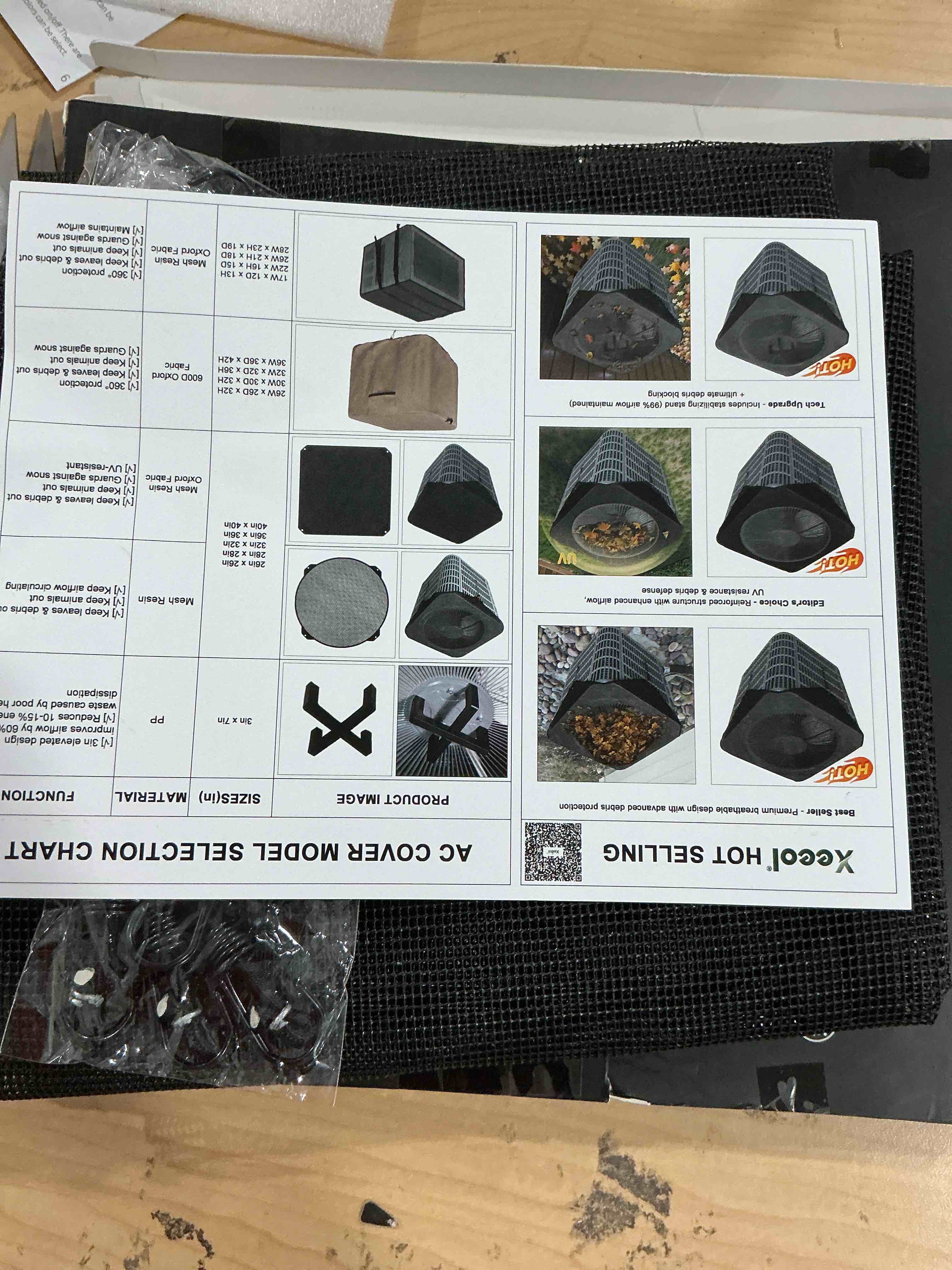 Condition photo showing New/Like New for 36x36 Central Air conditioner Covers for Outside, Larger Mesh AC Unit Covers Outdoor - Top Universal Defender Black-basic 36'' x 36''