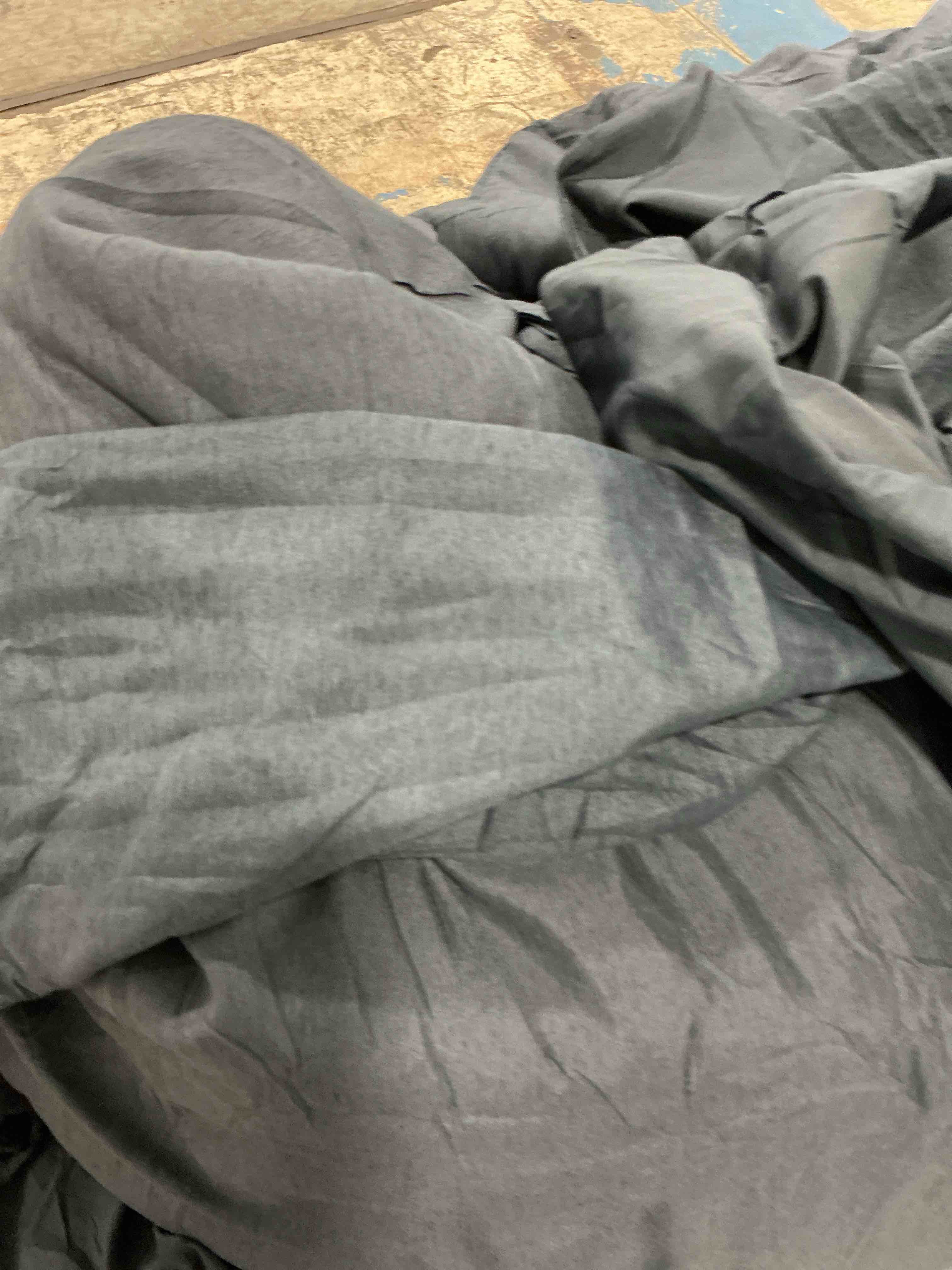 Condition photo showing Good Condition for All Seasons Comforter King Size Navy Blue Comforter Set with Pillowshams Double Sliky Soft Washable Cotton Microfiber Reversible Shaggy Fluffy Comforter & 2 Pillow Shams, is a lighter blue in person