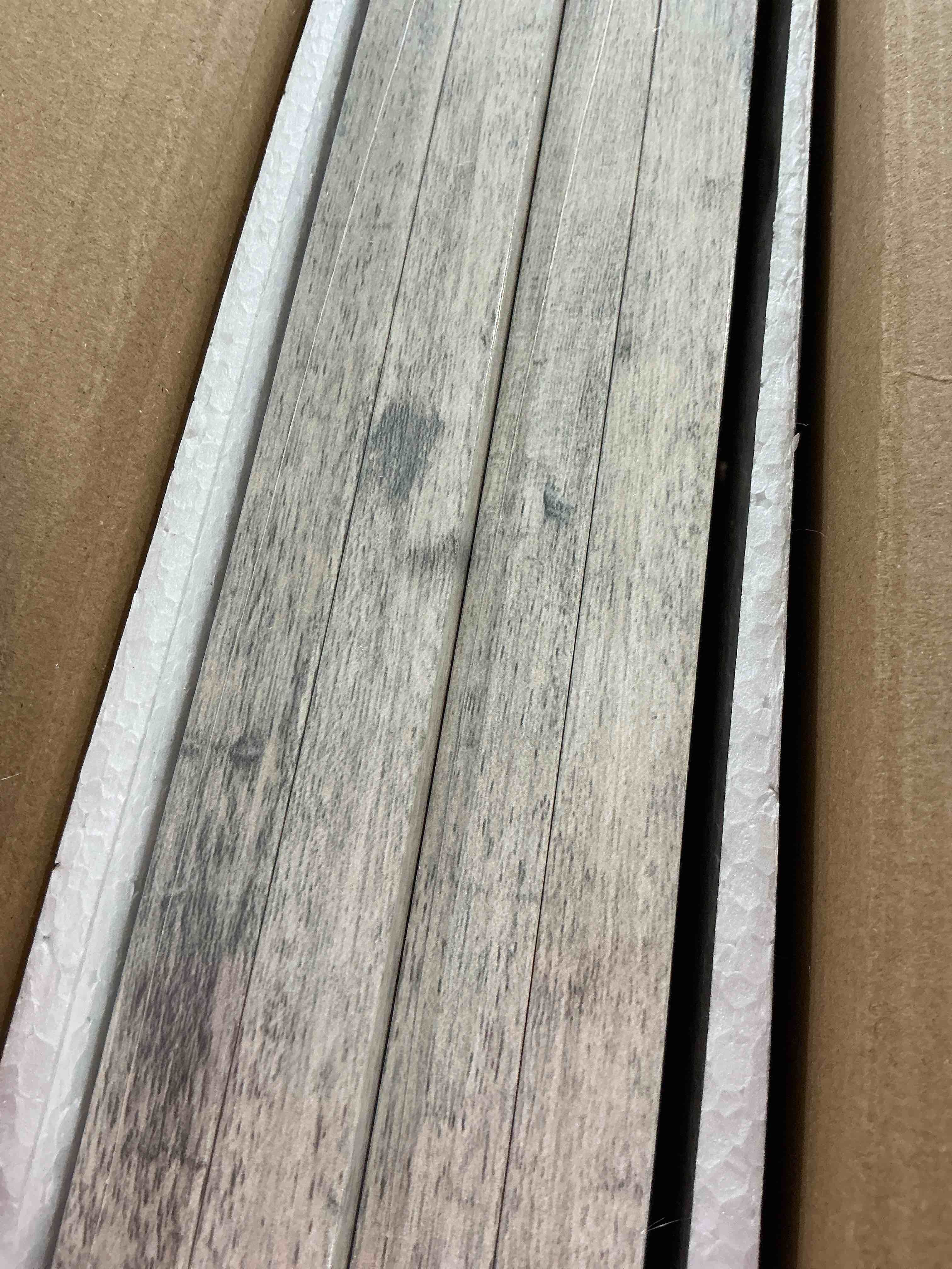 Condition photo showing New/Like New for iRahmen 11x14 Picture Frame Set of 4 with Tempered Glass, Smoke Gray Frame Display 8x10 Pictures with Mat or 11 x 14 Without Mat, Wood Rustic Photo Frames for Horizontal or Vertical Wall Mounting Smoke Gray 11X14