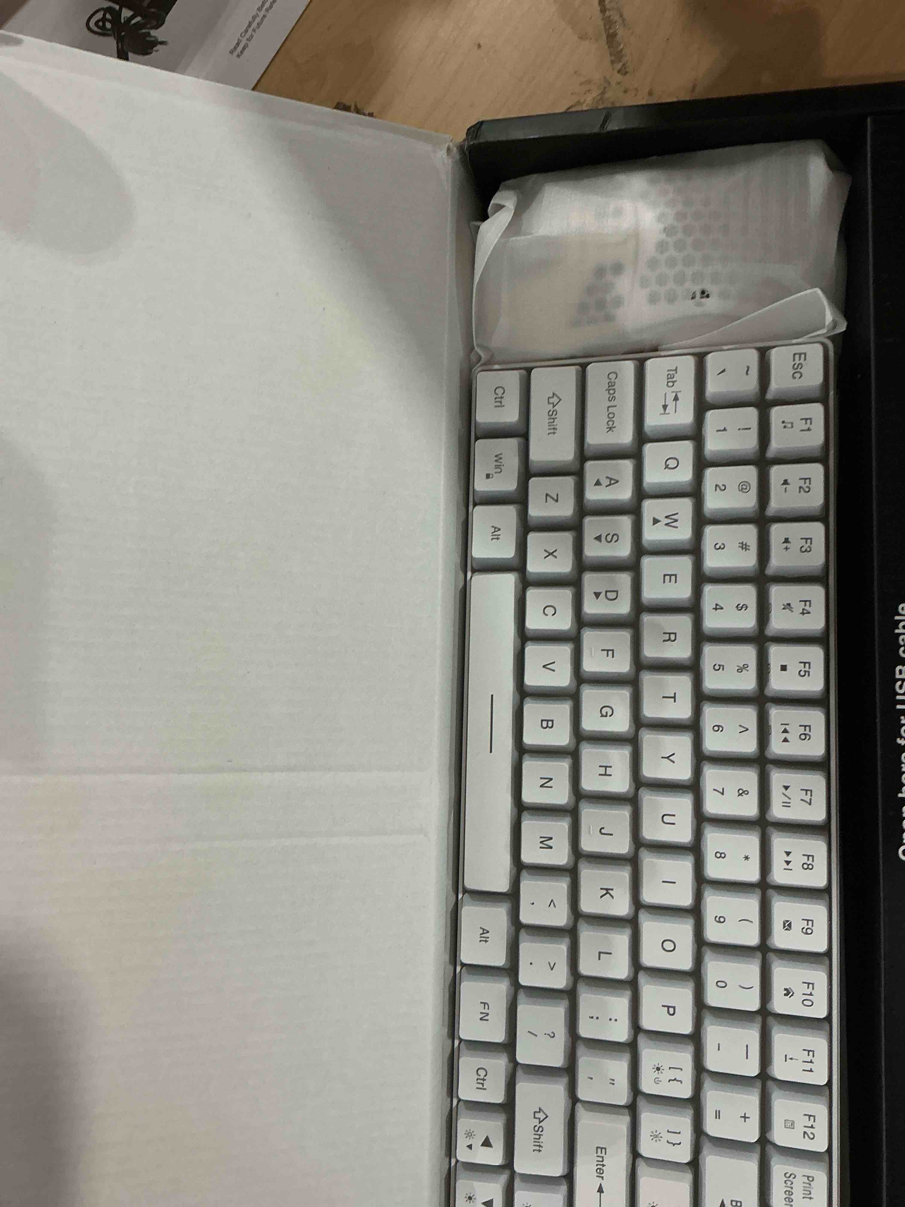 Condition photo showing New/Like New for RedThunder K84 Wireless Keyboard and Mouse Combo, Rainbow Backlit Rechargeable Battery, 75% Layout TKL Ultra Compact Gaming Keyboard & Lightweight 3200 DPI Honeycomb Optical Mouse (White)