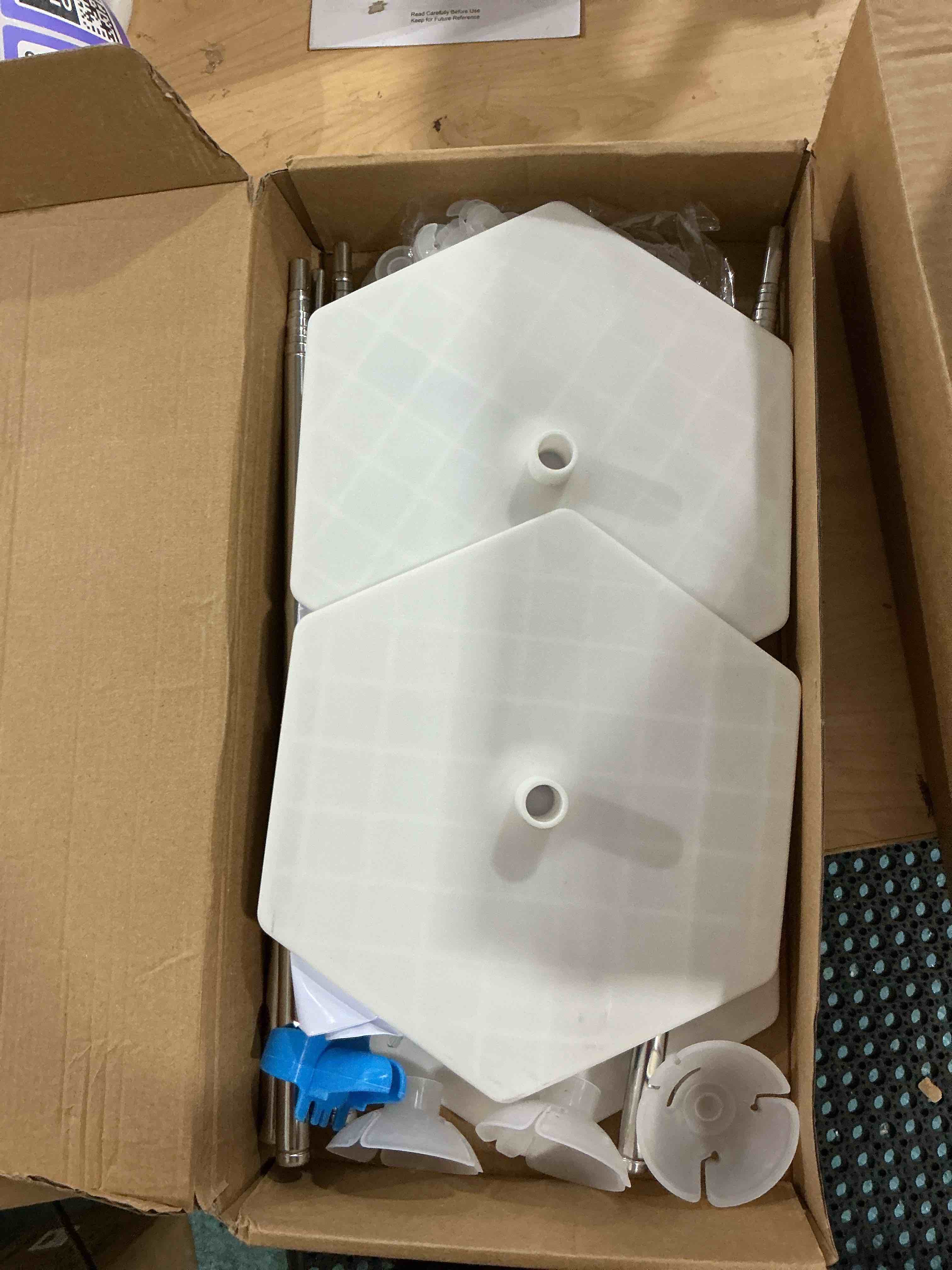 Condition photo showing Good Condition for Balloon Column Stand Kit, Set of 4 – 7ft Height Adjustable Balloon Arch Stand Kit, Metal Telescopic Balloon Stand for Baby Shower, Birthday, Wedding, and Graduation