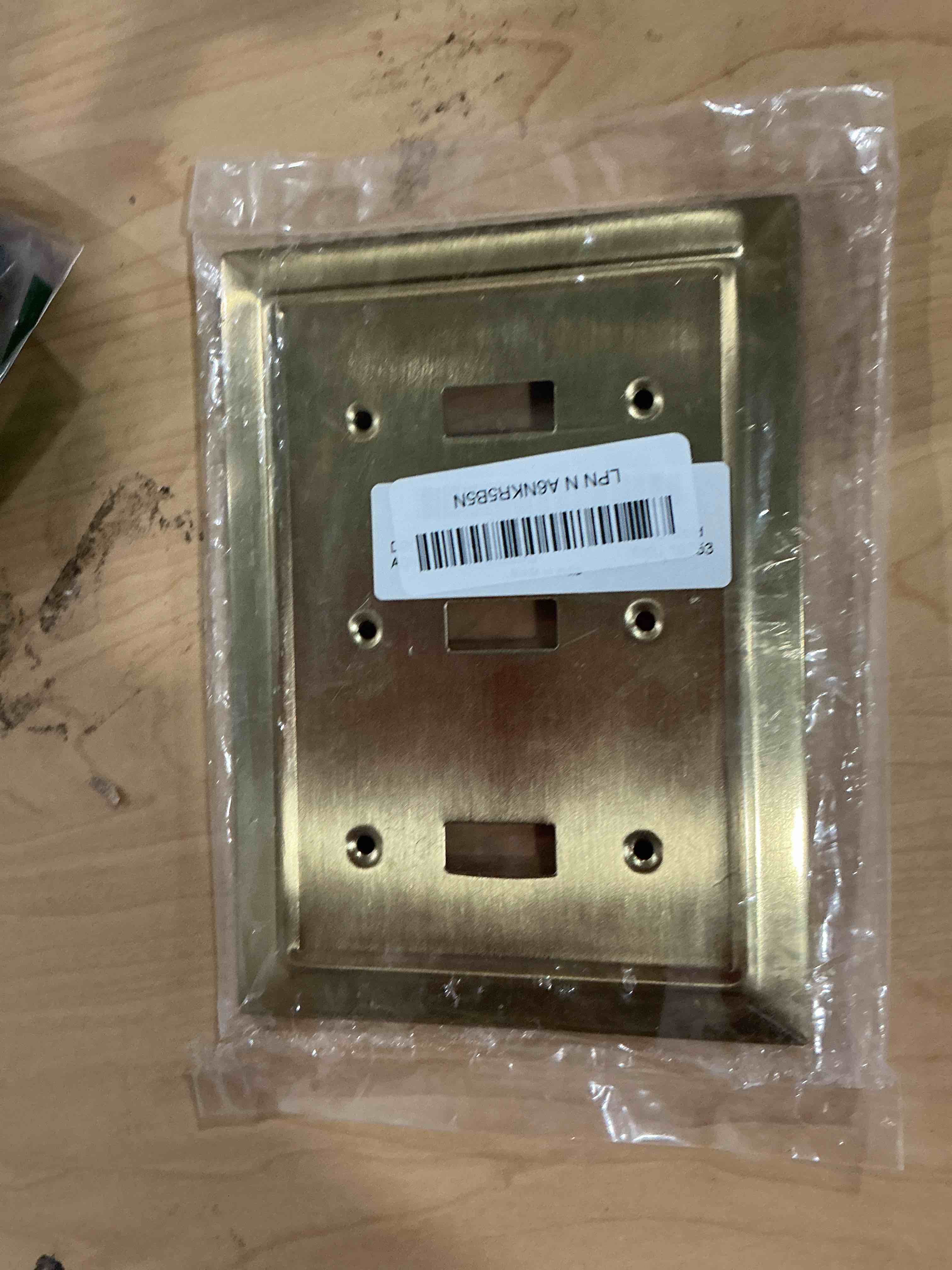 Condition photo showing Good Condition for Monarch Abode Toggle Light Switch Cover Plate – 3-Gang Brushed Gold Outlet Covers, Architectural Decorative Outlet Cover Wall Plates, Light Switch Plate Covers for Electrical Outlets, Pack of 1 3-Gang / 1-Pack Brushed Gold